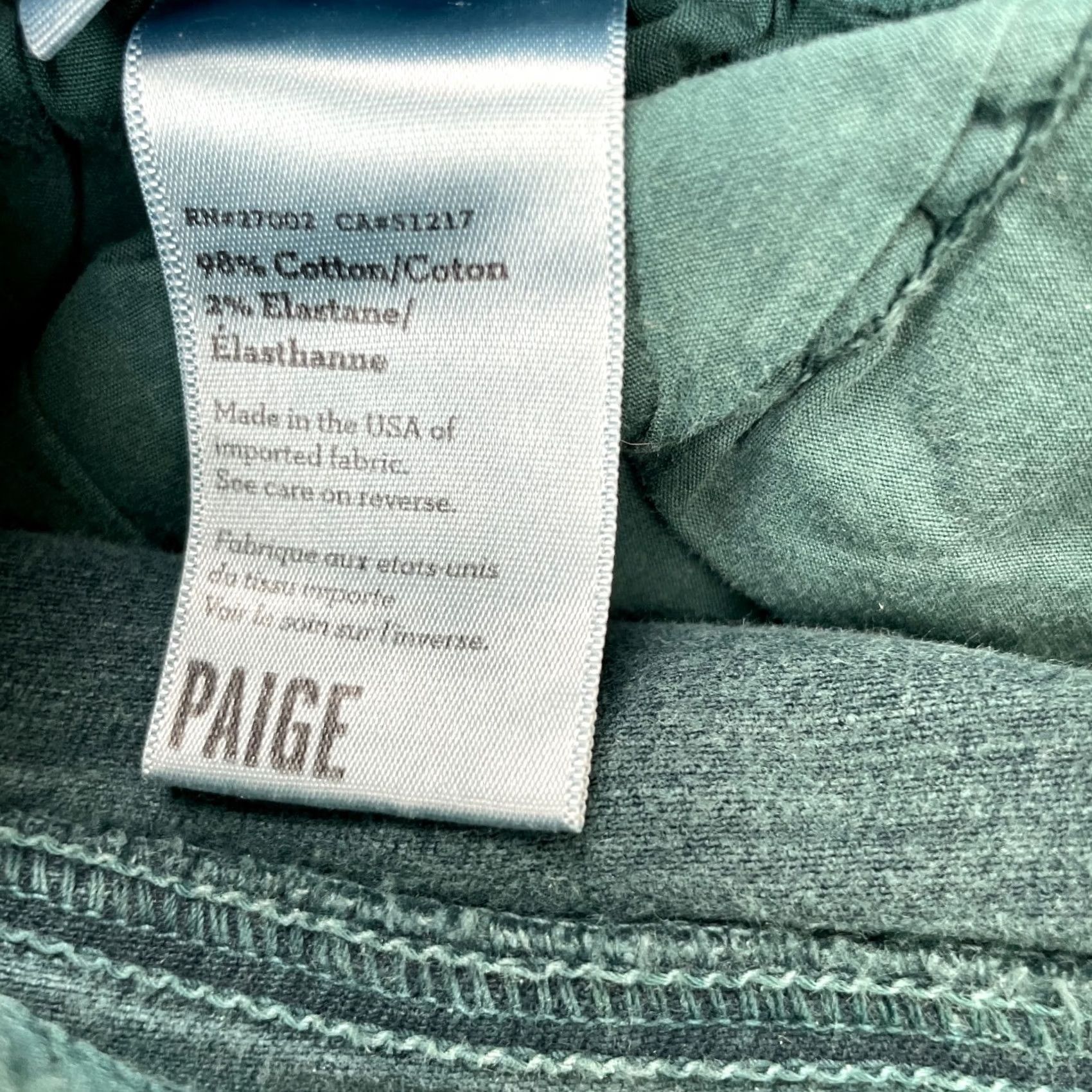 Paige Paige Jeans Womens 32x29 Green Hoxton Ultra Skinny Denim Logo Cotton Stretch Slim 5-Pocket Design Zipper Button Inseam 29 Size 24" / US 00 / IT 34 - 5 Thumbnail