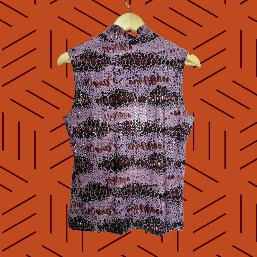 Vintage Heavenly Purple Graphic Print Knit Sleeveless Top M Women United States Made in USA Size M / US 6-8 / IT 42-44 - 1 Thumbnail