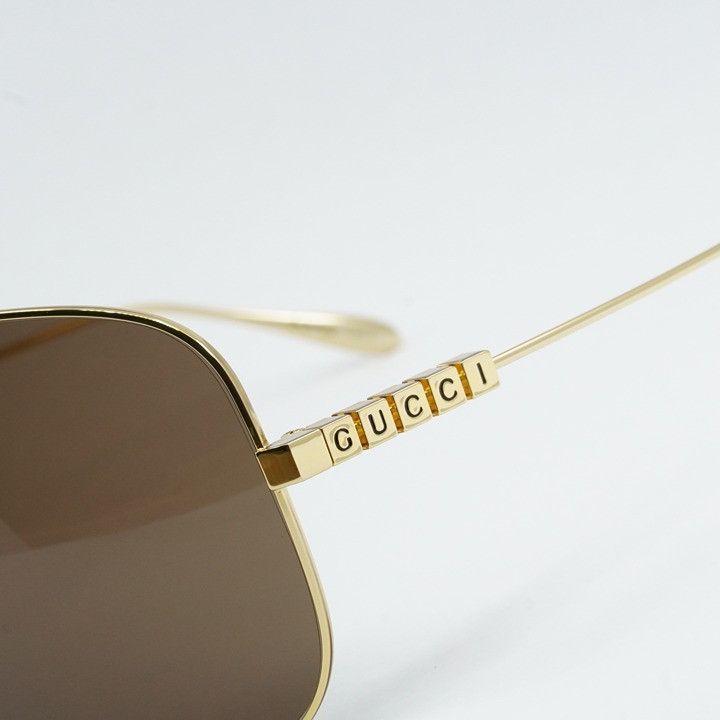 Gucci Gucci GG1436S 002 Sunglasses Gold Shield Frame, Brown Lenses Size ONE SIZE - 4 Thumbnail