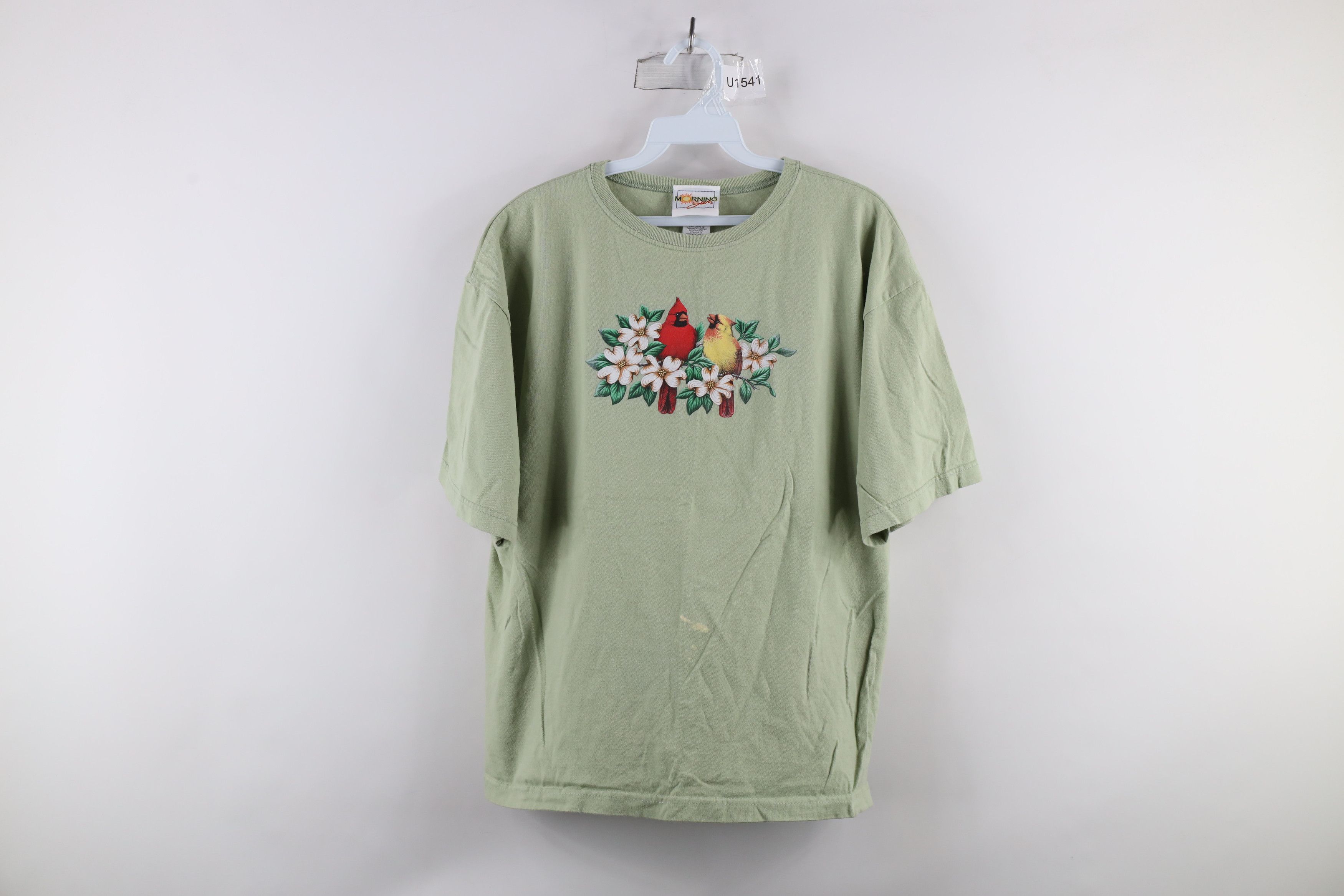 Vintage Vintage 90s Country Primitive Birds T-Shirt Green USA Size XL / US 12-14 / IT 48-50 - 1 Thumbnail
