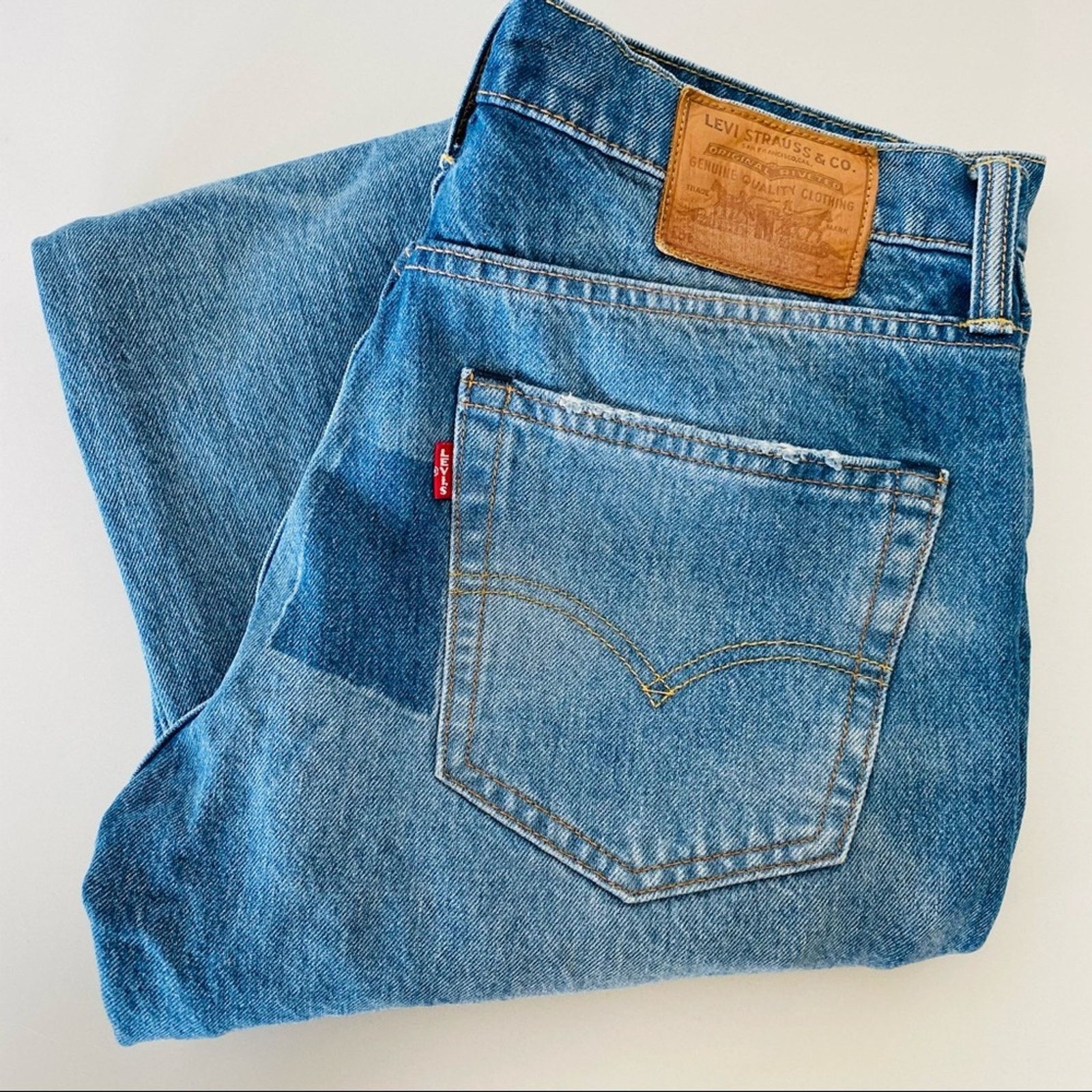 Levi's MENS LEVIS Vintage 32 x 30 Big E Blue Patchwork Denim Jeans Size US 32 / EU 48 - 10 Thumbnail