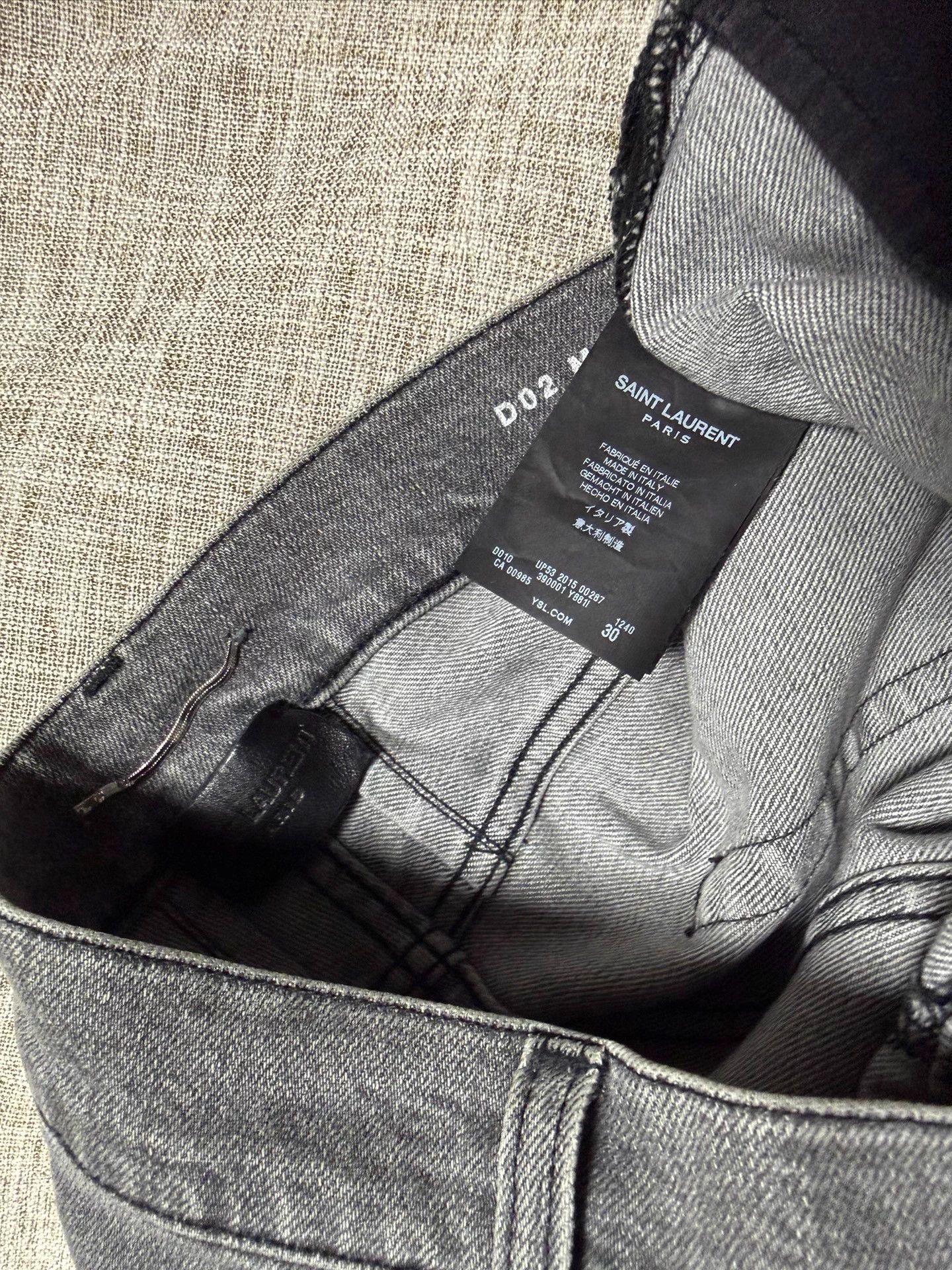 Saint Laurent Paris SLP 15AW Gray D02 Washed Distressed Jeans 30 Size US 30 / EU 46 - 3 Thumbnail