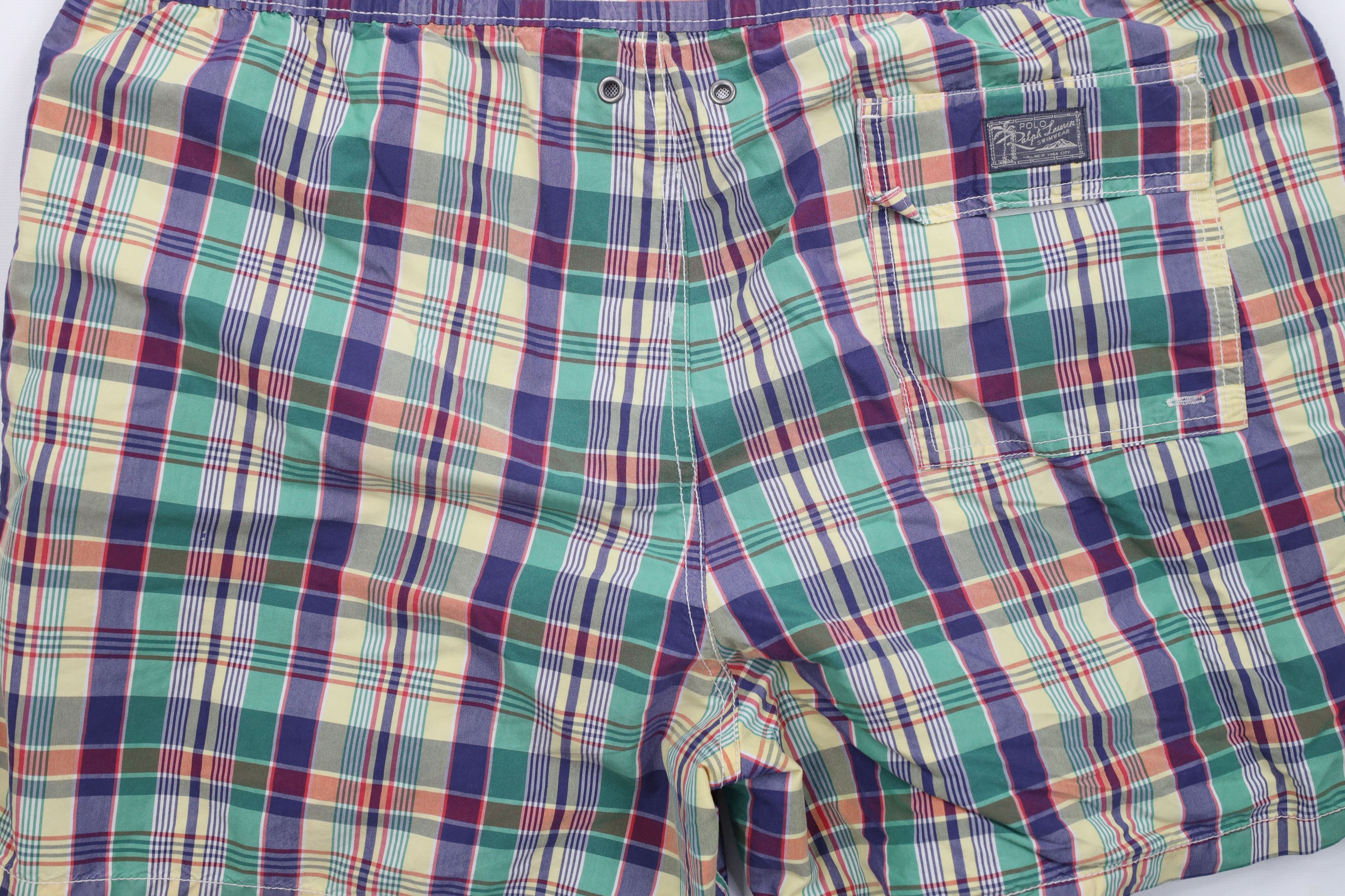 Ralph Lauren Vintage 90s Ralph Lauren Madras Plaid Lined Shorts Trunks Size US 34 / EU 50 - 13 Thumbnail