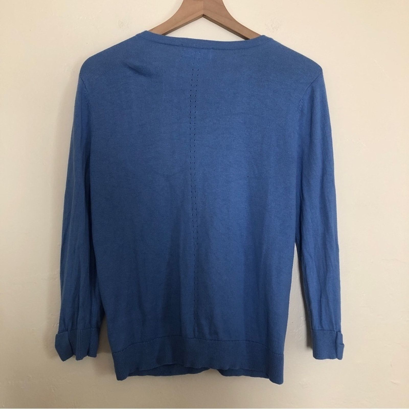 Other Elle Fall Soft Knit Blue Button Front Cardigan Sweater Size M / US 6-8 / IT 42-44 - 9 Thumbnail