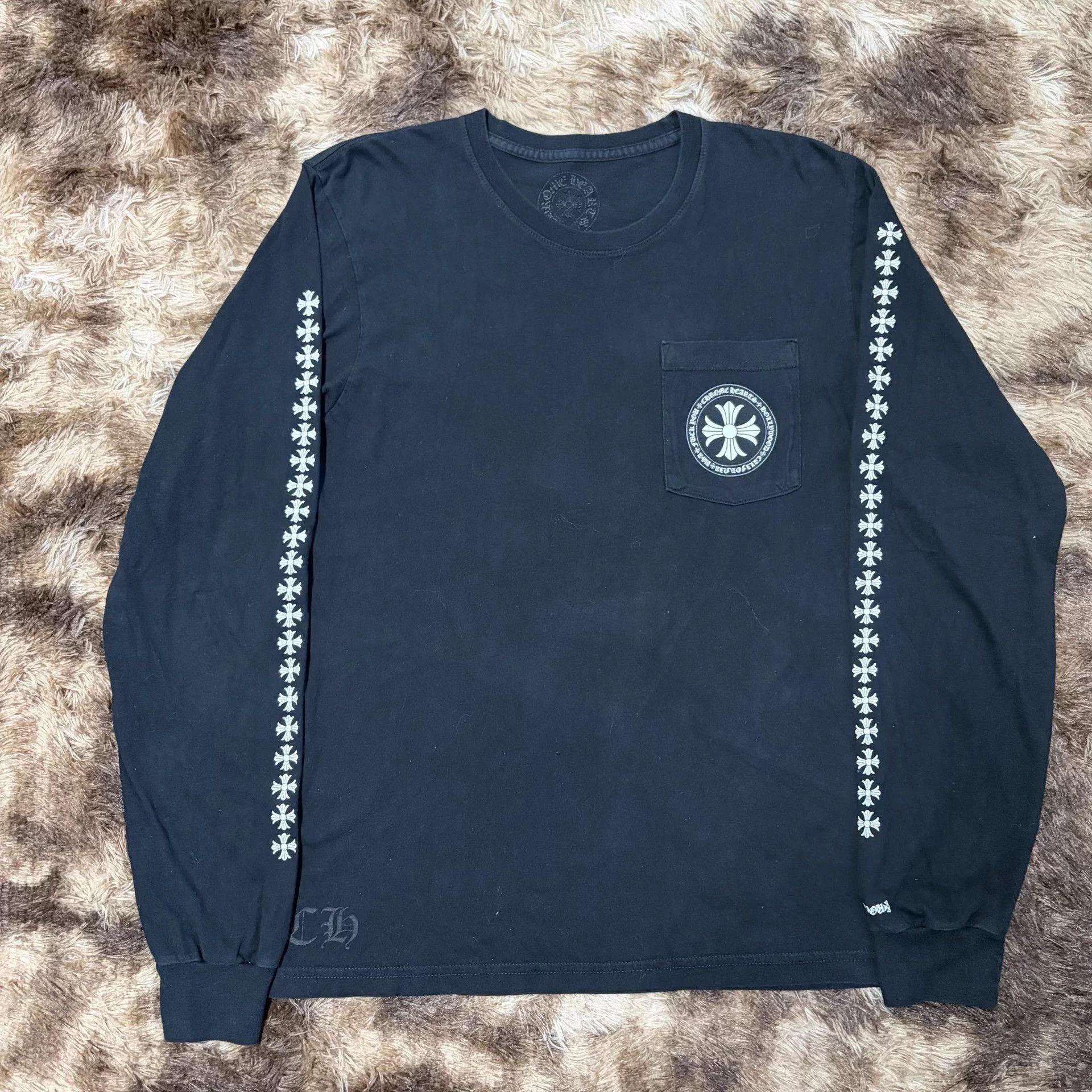 Chrome Hearts Chrome Hearts Blue Triple Cross Black Long Sleeve T