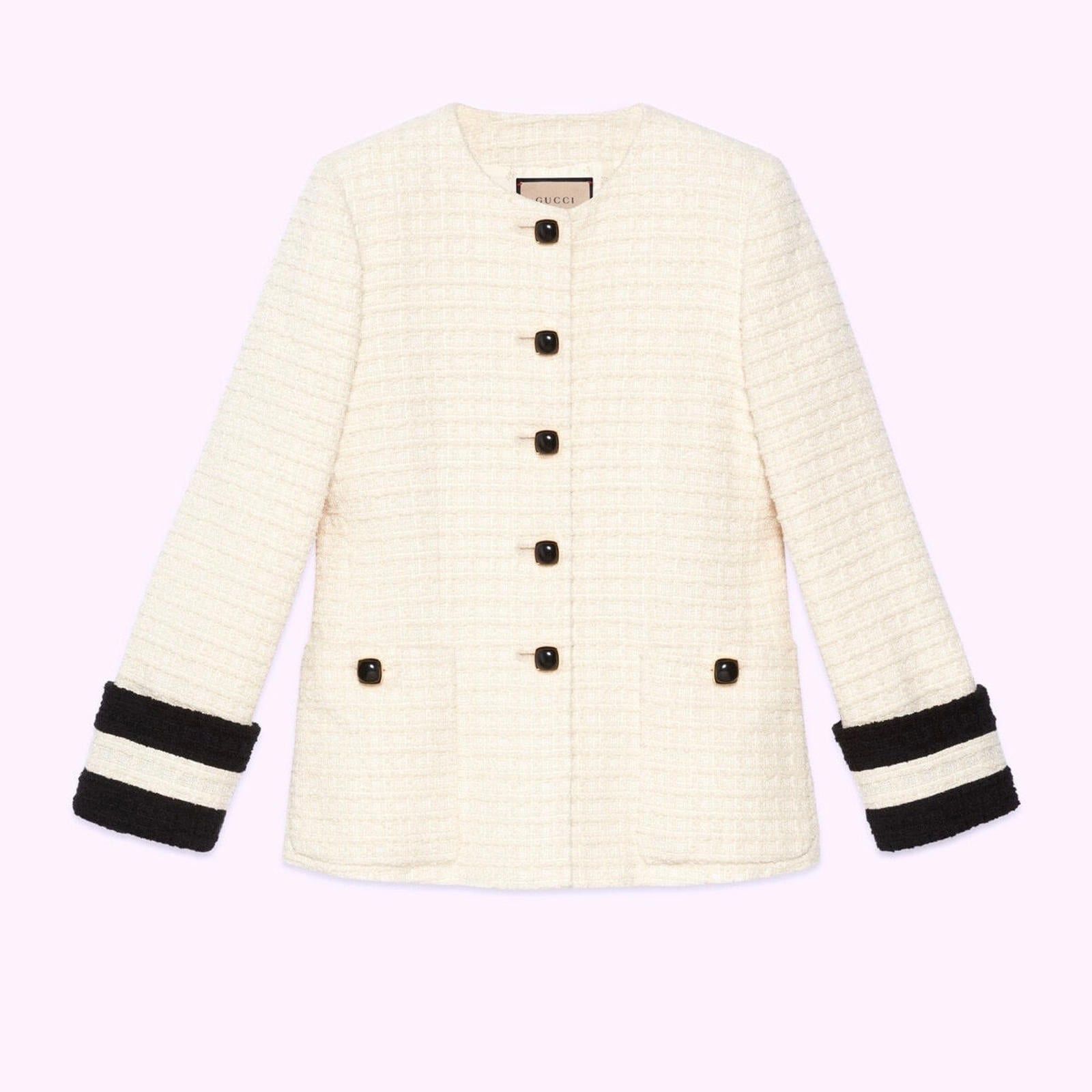 Gucci Gucci Tweed Collarless Jacket SIZE 40 Size ONE SIZE - 1 Thumbnail