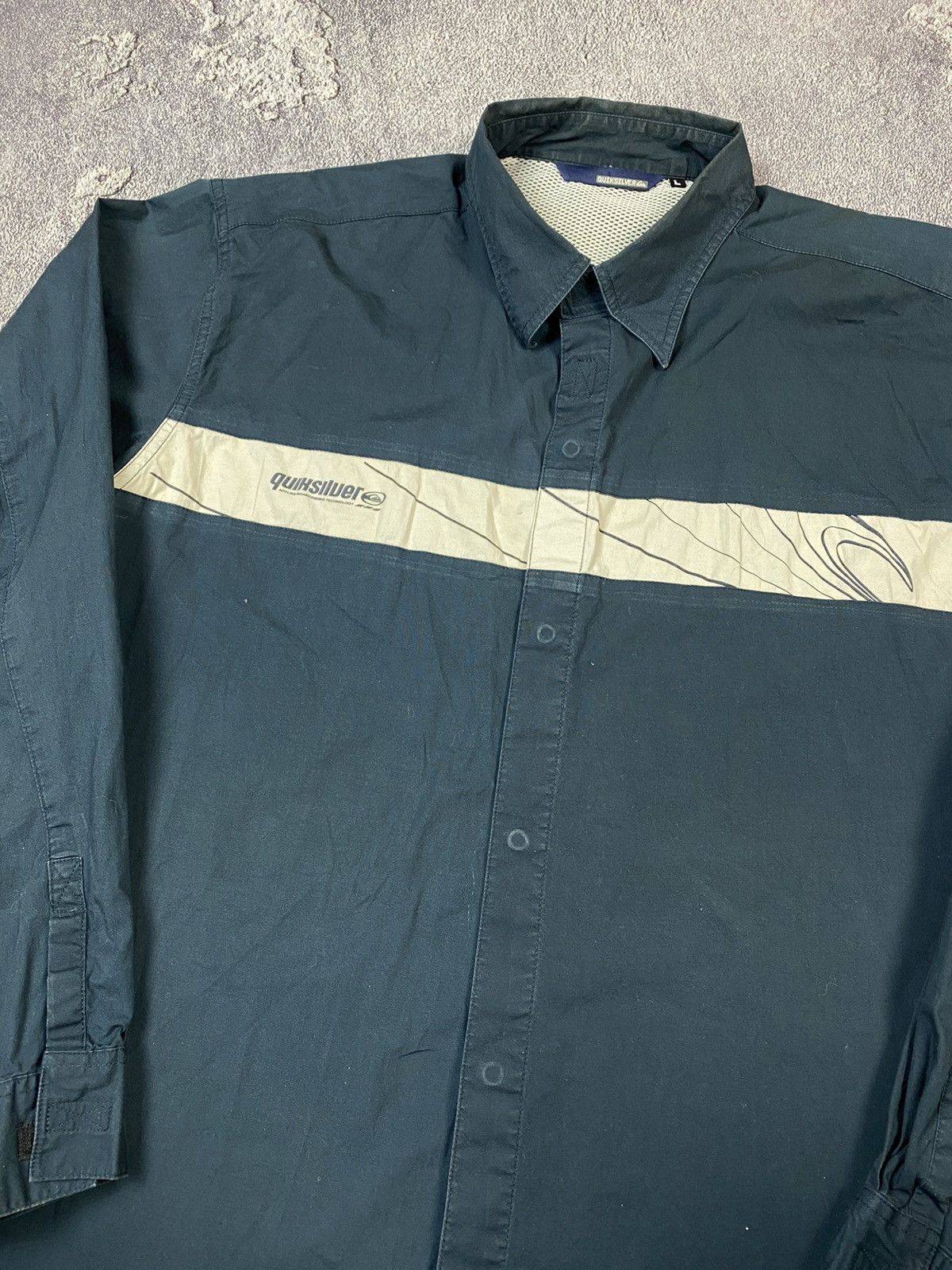 Quiksilver × Vintage Vintage 00s Quiksilver Navy Shirt Surf Style Retro Y2K Size US L / EU 52-54 / 3 - 6 Thumbnail
