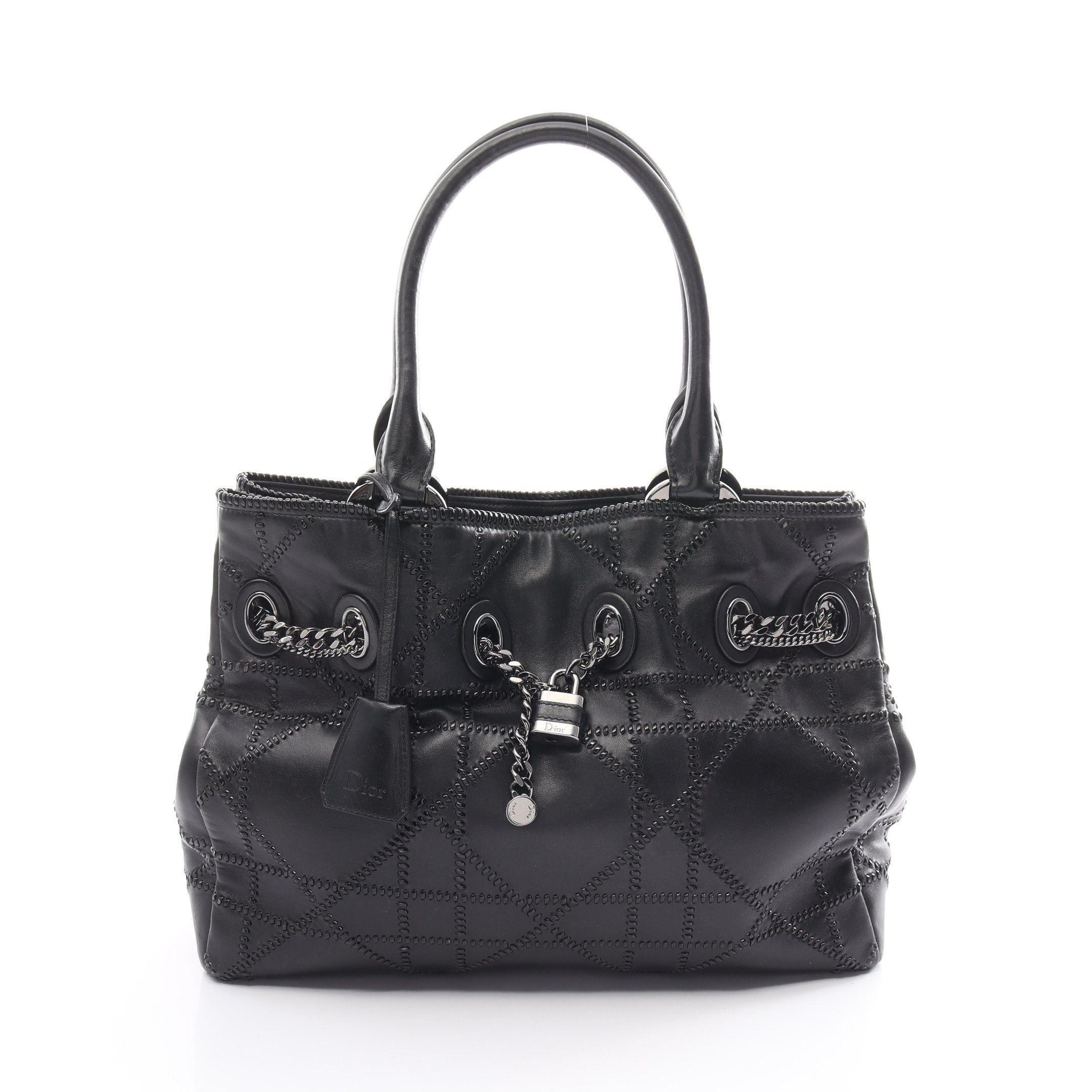 Dior Dior Handbag Tote Bag Chain Leather Black Size ONE SIZE - 1 Thumbnail