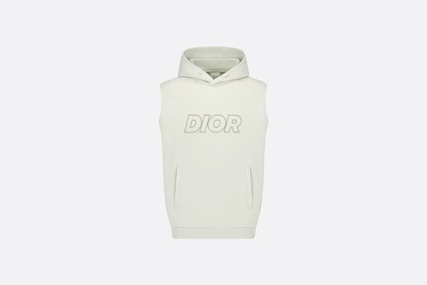 Oversized Sleeveless Hooded Sweatshirt Khaki Green