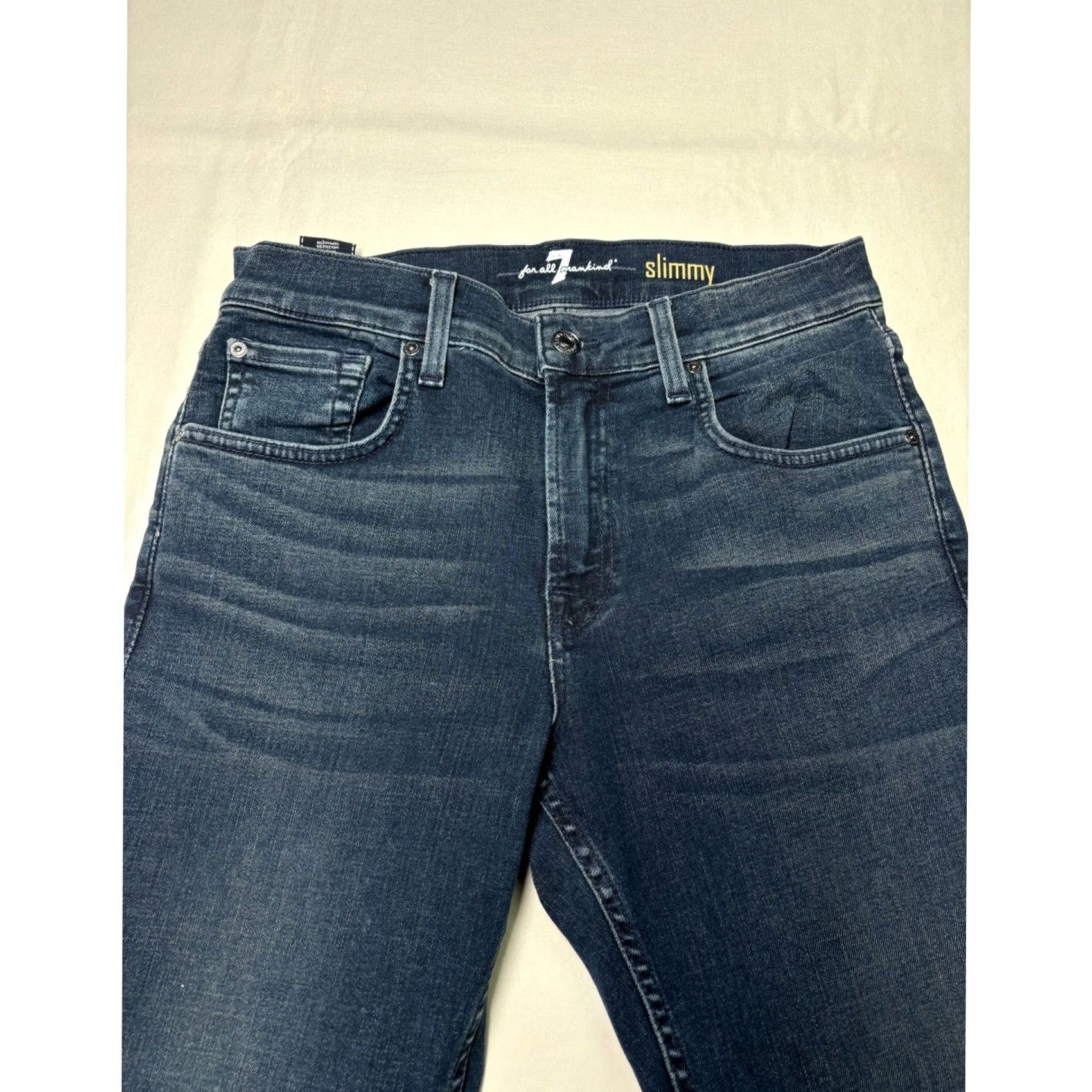 7 For All Mankind 7 For All Mankind Jeans Slimmy Slim Straight Dark Wash 30x32 Mens Blue Denim Cotton Blend 5-Pocket Stretch Size US 30 / EU 46 - 2 Thumbnail
