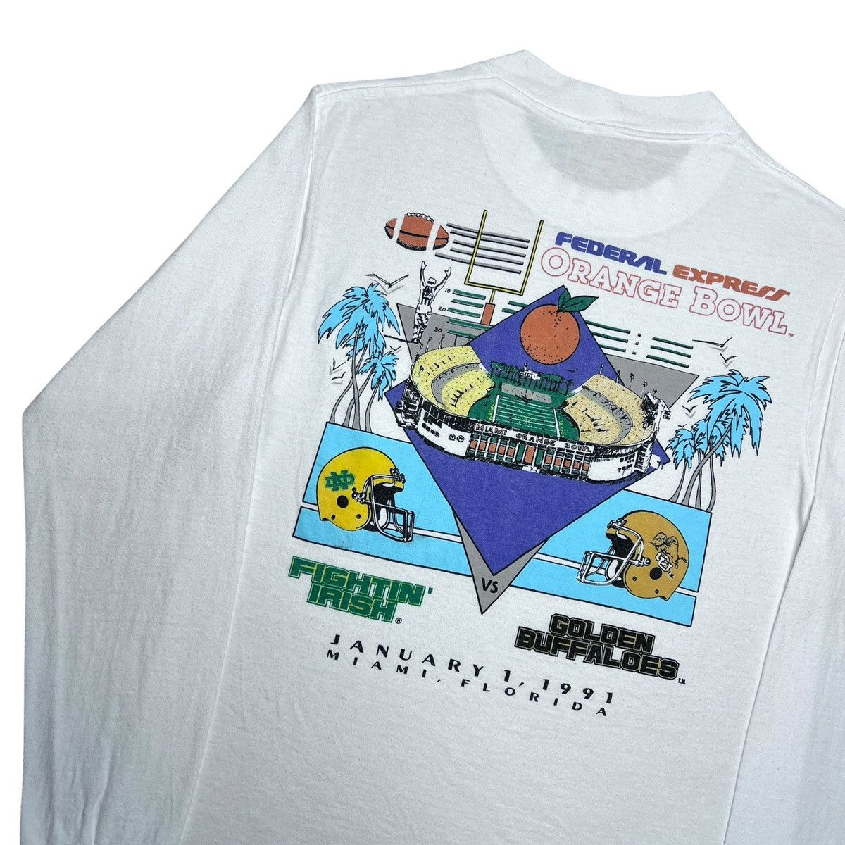NCAA 1991 Colorado Buffaloes Fighting Irish Orange Bowl T-Shirt Size US S / EU 44-46 / 1 - 22 Thumbnail