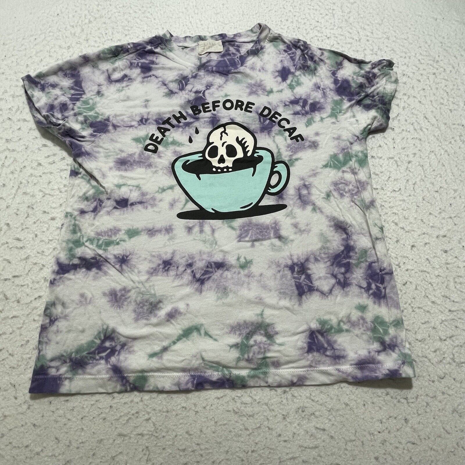 Other Urban Nation Death Before Decaf Tie-Dye Graphic T-Shirt Size XS / US 0-2 / IT 36-38 - 1 Thumbnail