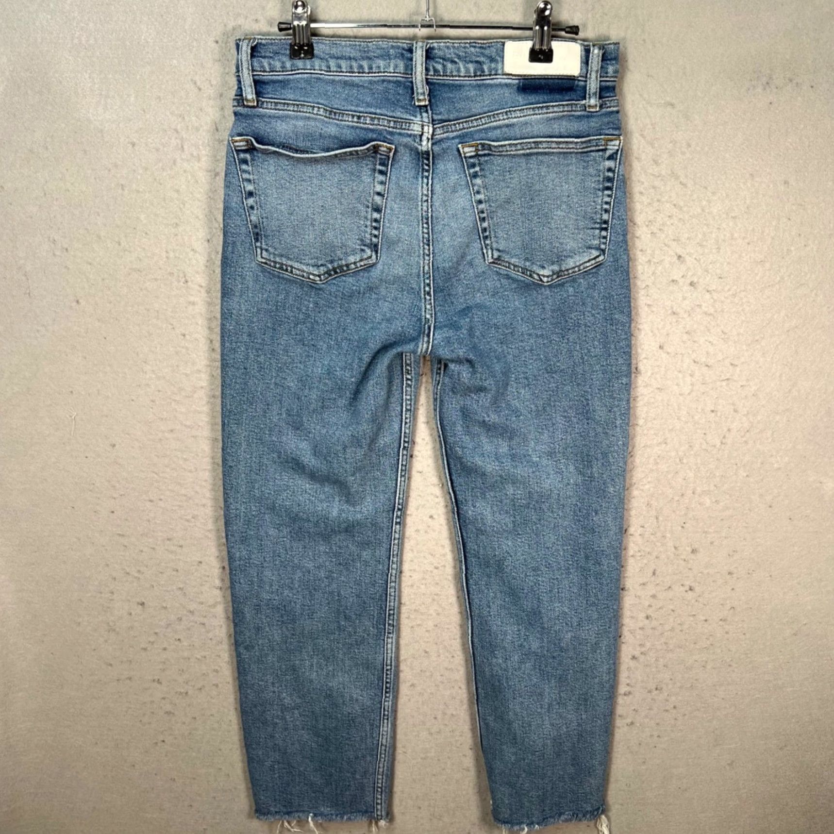 RE/DONE Re/Done Originals Womens Jeans 27 Distressed Straight Leg Denim w/ Raw Hem 5-Pocket 90s Vintage Style Womens Size 27" / US 4 / IT 40 - 2 Thumbnail