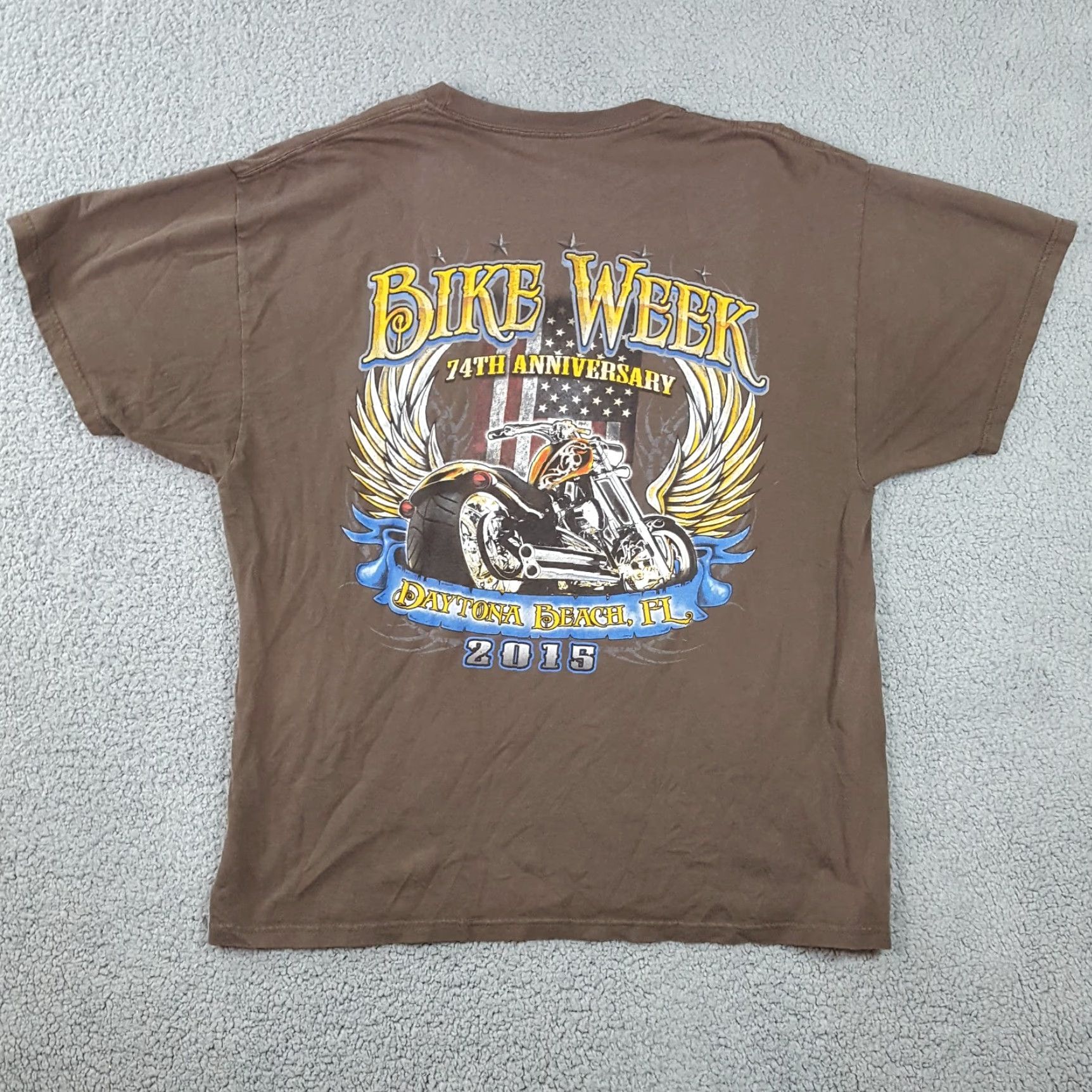 Hanes VINTAGE Hanes Daytona Beach Bike Week 2015 Biker T-Shirt Men's XL Brown Faded Retro Motorcycle Y2K Size US XL / EU 56 / 4 - 4 Thumbnail