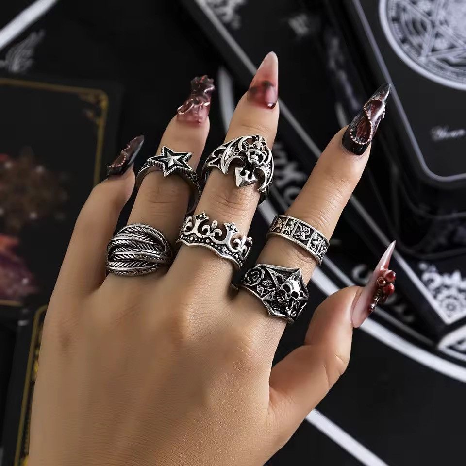 Jewelry Hirohata x Sana 6 pieces / set Gothic Ring🔥🔥🔥 Size ONE SIZE - 2 Thumbnail