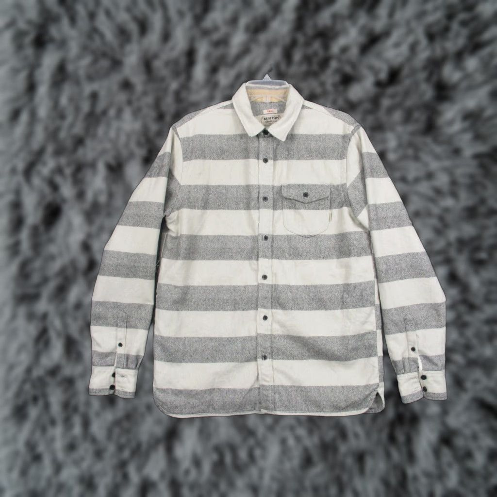 Burton Burton Jacket Mens Shacket Medium Striped Flannel Wool Blend Lined Button Size US M / EU 48-50 / 2 - 1 Thumbnail