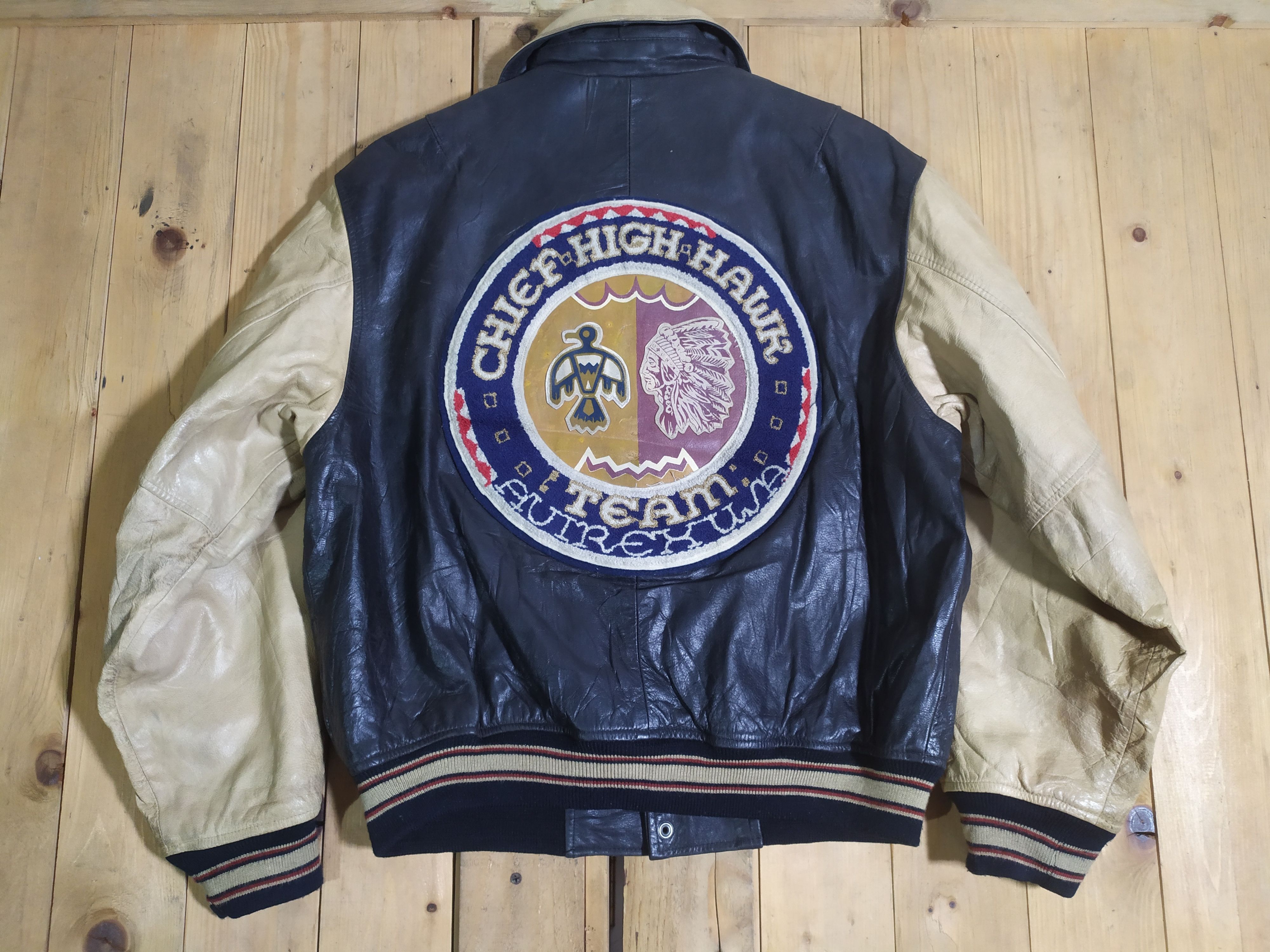 Avirex × Vintage VTG AVIREX AUTHENTIC VARSITY LEATHER CHIEF HIGH HAWK JACKET Size US S / EU 44-46 / 1 - 6 Thumbnail