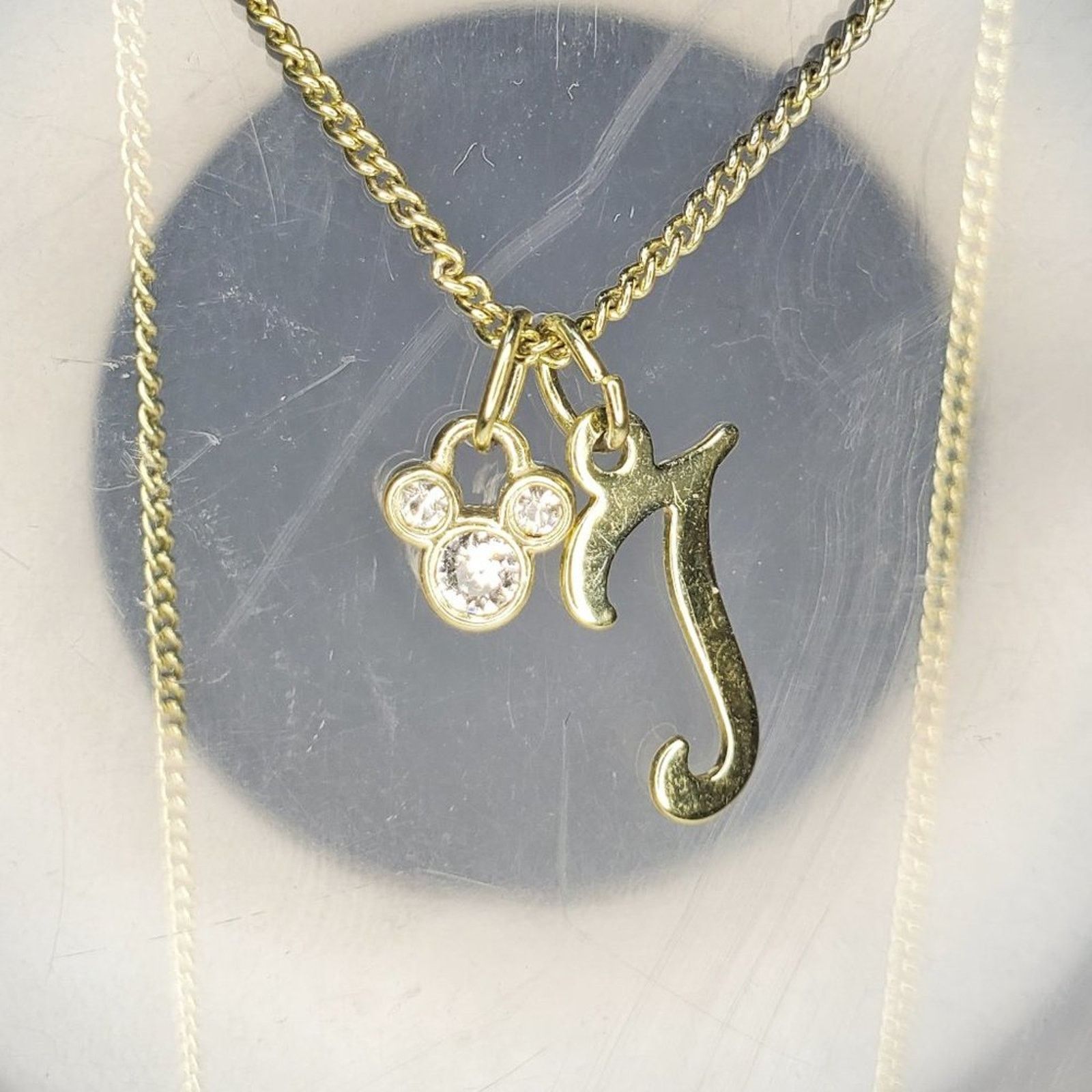 Disney Disney Mickey White Rhinestone & Gold Initial J Necklace Size ONE SIZE - 5 Thumbnail