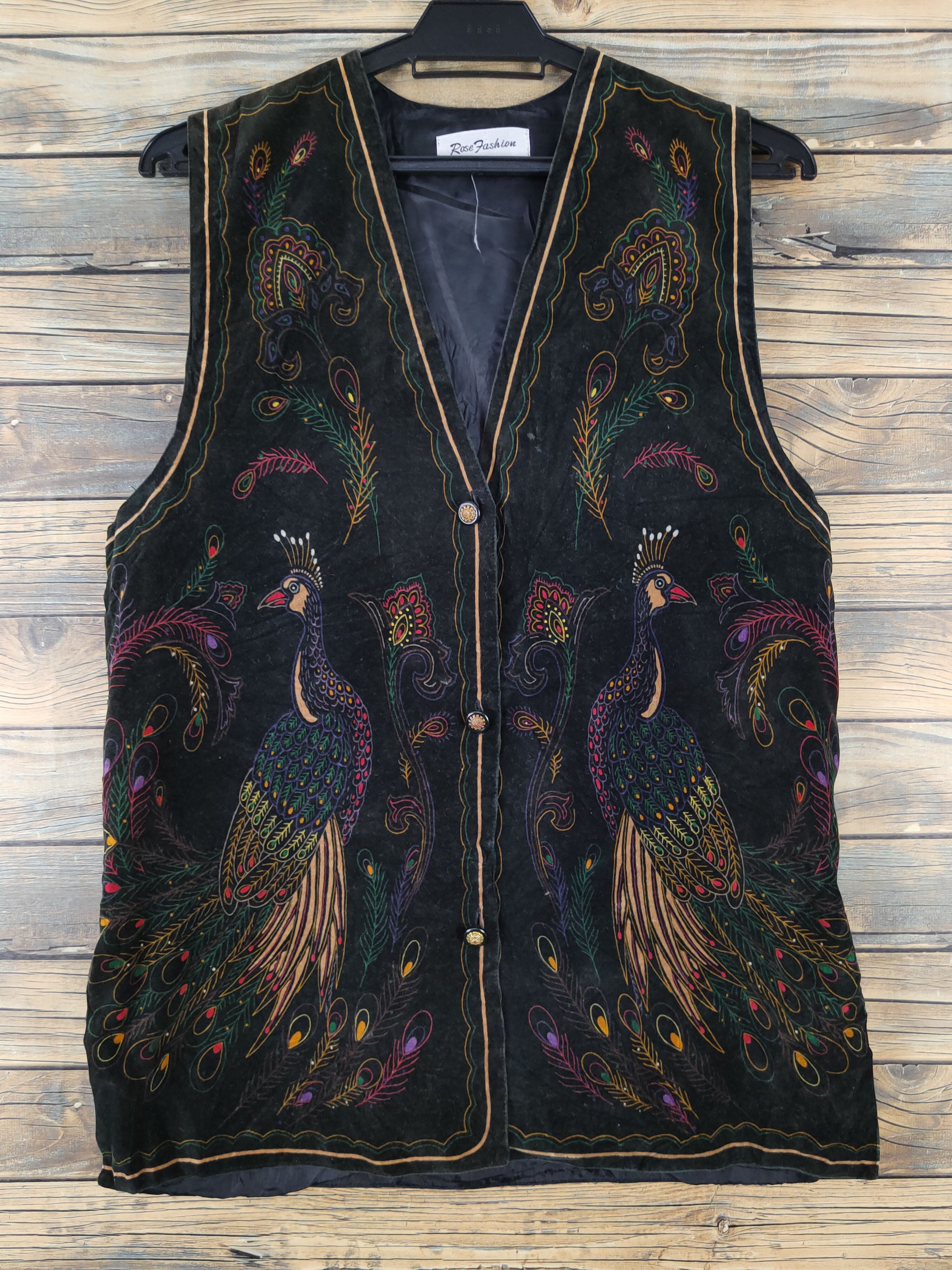 Japanese Brand × Vintage Vintage Art Rose Fashion Black Peacock Vests Size S / US 4 / IT 40 - 1 Thumbnail