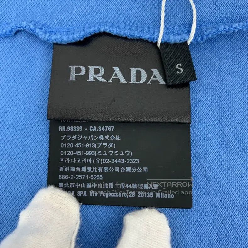 Prada Prada Blue logo striped cotton lapel single-breasted short Size US S / EU 44-46 / 1 - 7 Thumbnail