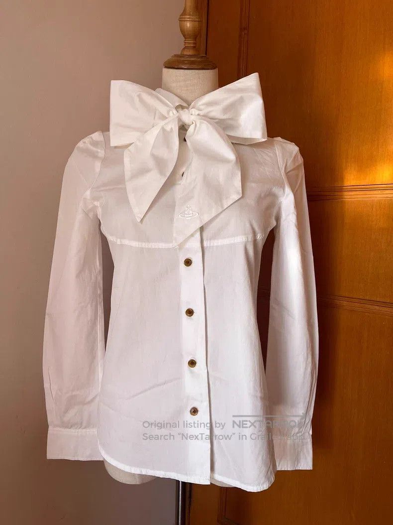 Vivienne Westwood Vivienne Westwood White Bow Blouse Size S / US 4 / IT 40 - 1 Thumbnail