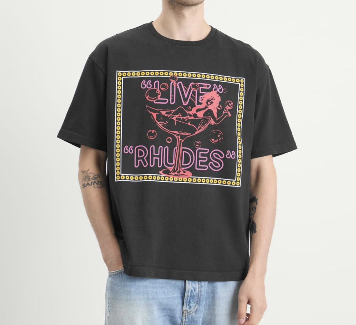 Rhude RHUDE ‘Live Rhudes’ T-Shirt Vintage Black Tee Men’s Size XL Size US XL / EU 56 / 4 - 2 Thumbnail