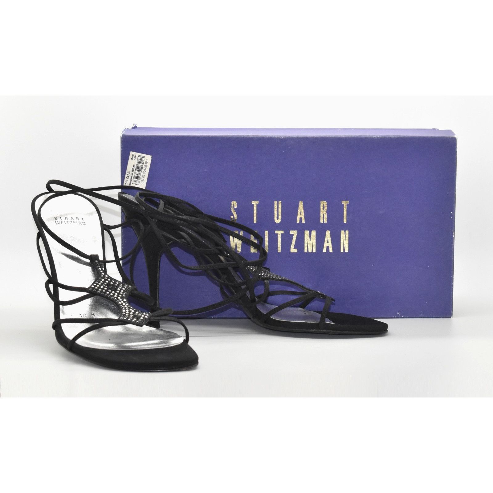 Stuart Weitzman STUART WEITZMAN Black Peau Strappy Heels Sandals Size 10M Size US 10 / IT 40 - 1 Thumbnail