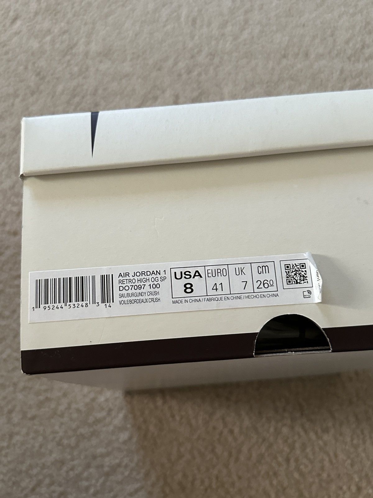 A Ma Maniere × Jordan Brand × Nike Nike air Jordan 1 retro high og sail burgundy crush us 8 Size US 8 / EU 41 - 13 Thumbnail