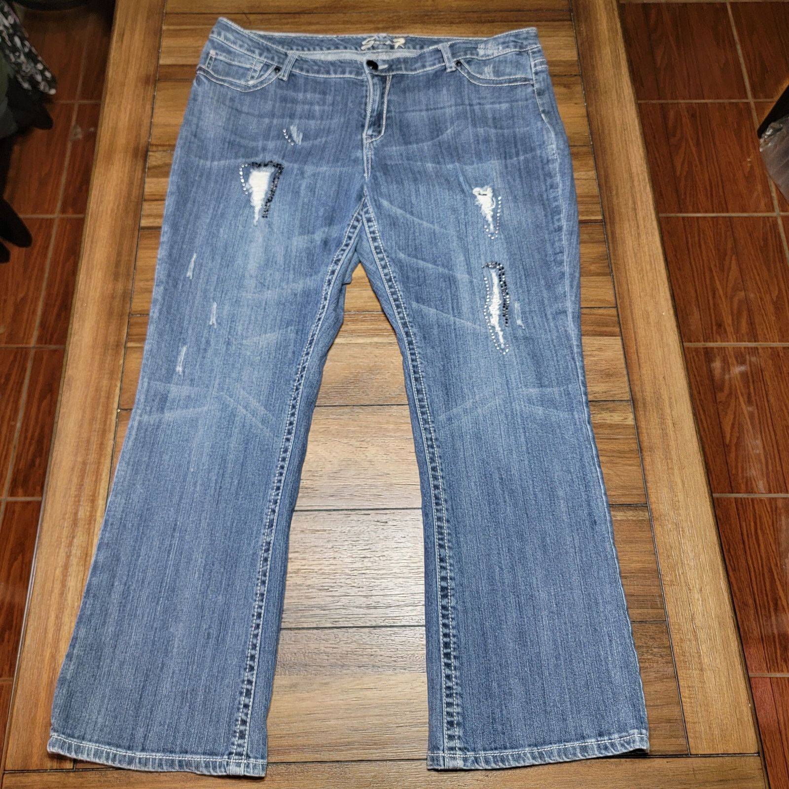 Seven 7 Seven7 Straight Denim Jeans w/ Front Bling - Size 24 Size 42" / US 20 - 1 Thumbnail