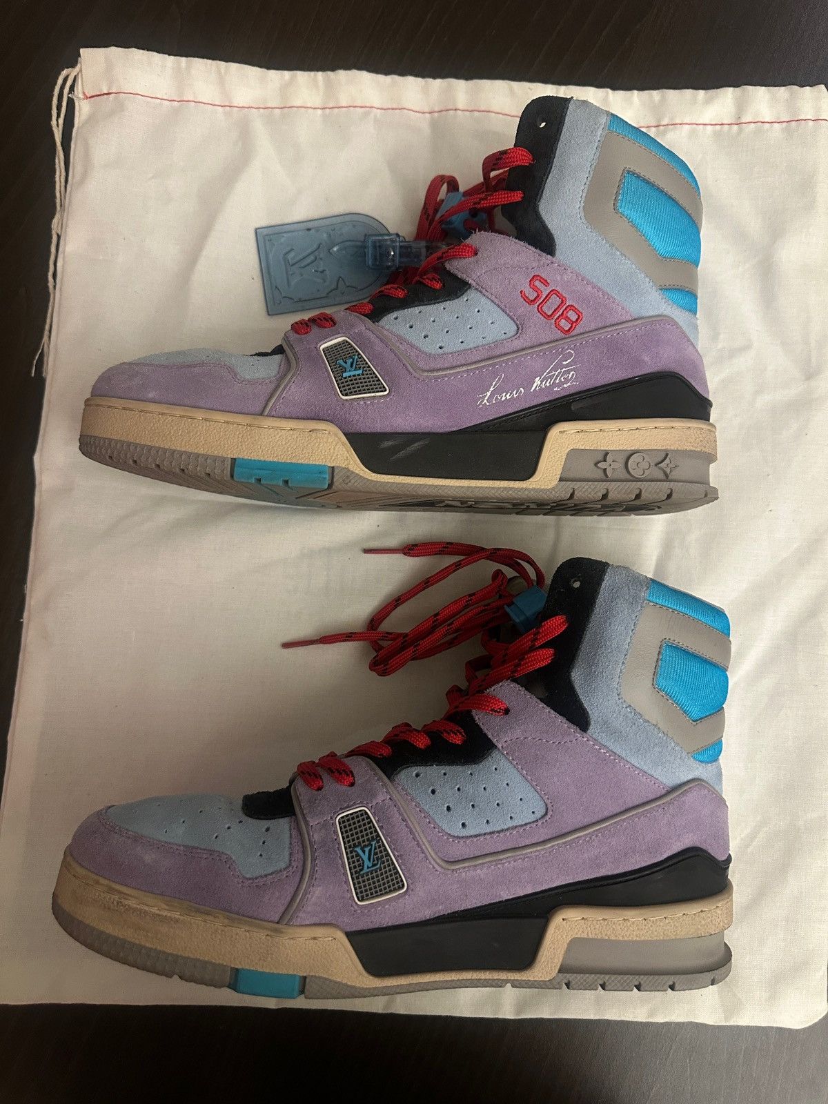 Louis Vuitton Louis Vuitton X Virgil Trainer 508 Sneaker Blue Purple Size US 6 / EU 39 - 2 Thumbnail