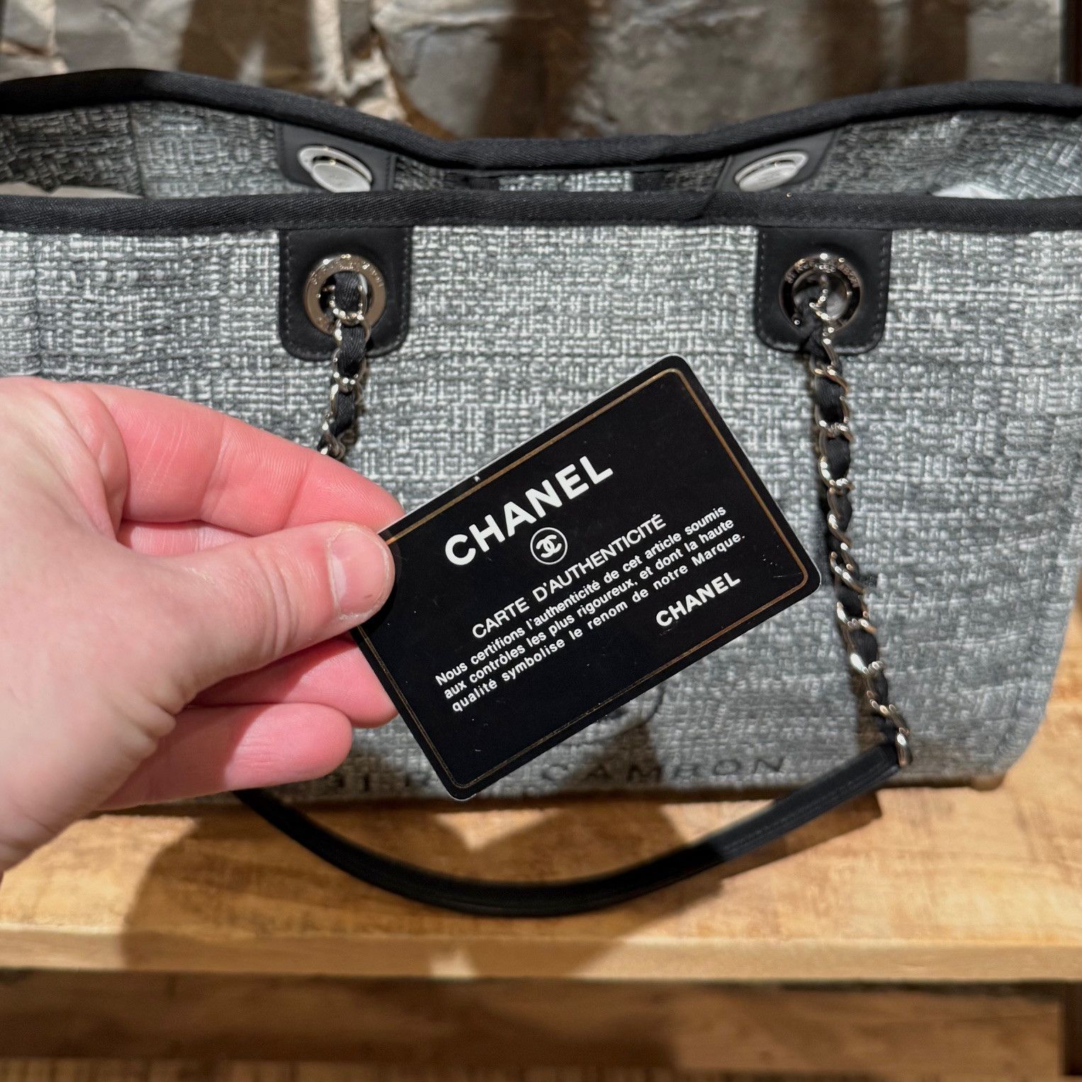 Chanel Chanel 2018 Black Grey Tweed Small Deauville Tote Bag Size ONE SIZE - 17 Thumbnail