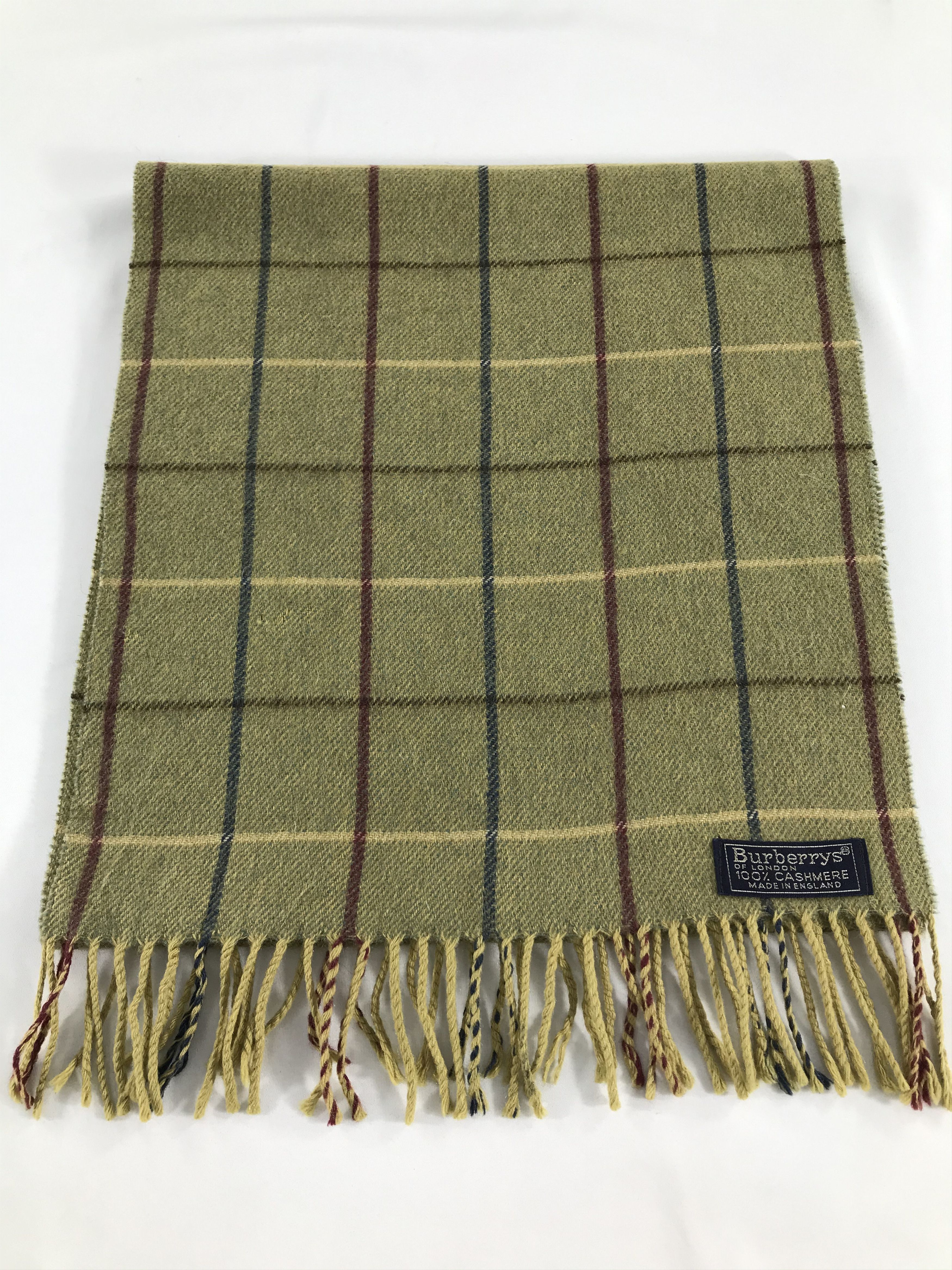 Burberry Burberrys Nova Check Green Cashmere Scarf Muffler V433 Size ONE SIZE - 2 Thumbnail