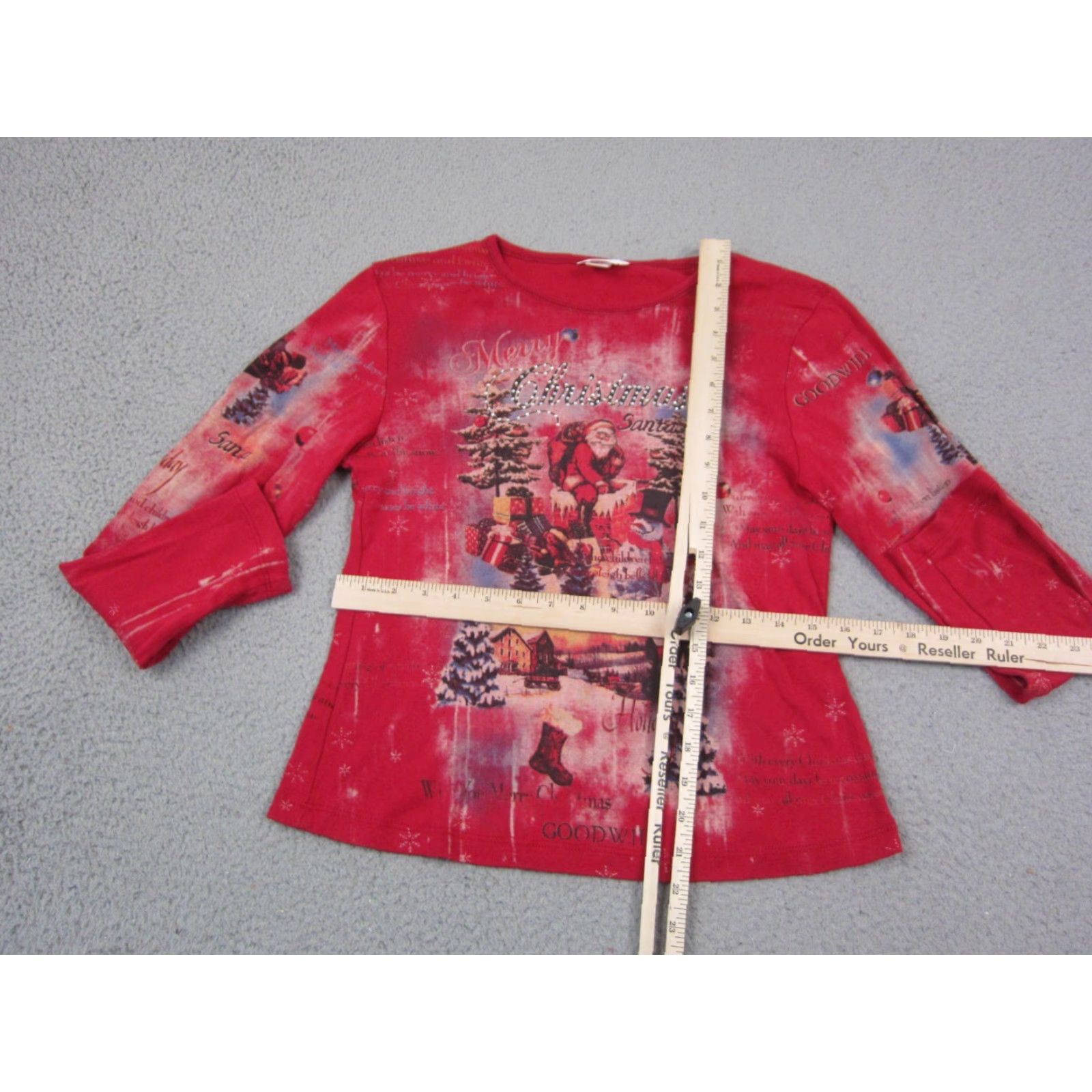 Vintage Vintage Christopher & Banks Shirt Womens M Red Christmas Santa Y2K AOP Holiday Santa Beaded Cotton T-Shirt Size M / US 6-8 / IT 42-44 - 5 Thumbnail