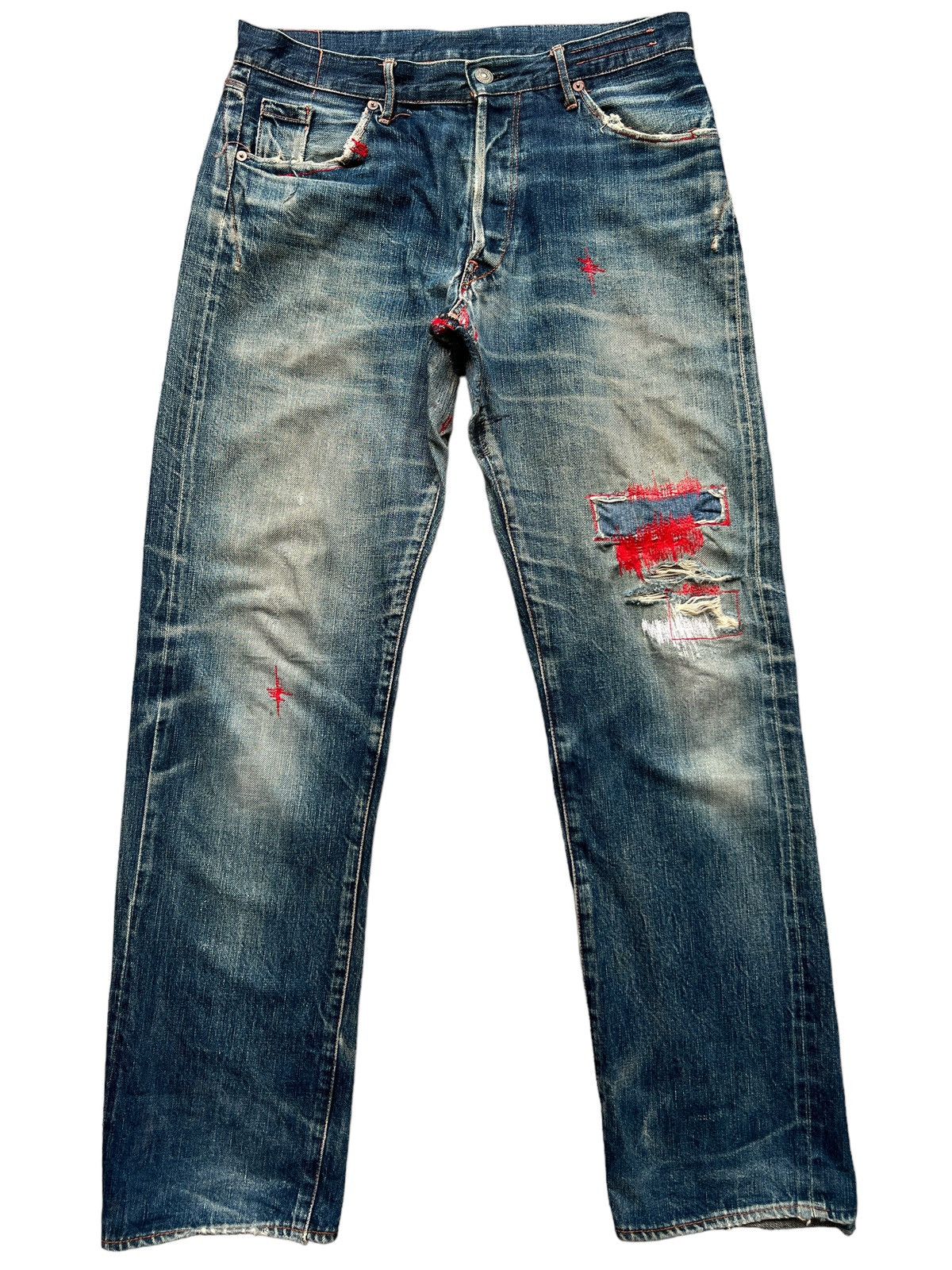Vintage Hiroshi Kato Selvedge Distressed Sashiko Denim Jeans 32x32 Size US 32 / EU 48 - 2 Thumbnail
