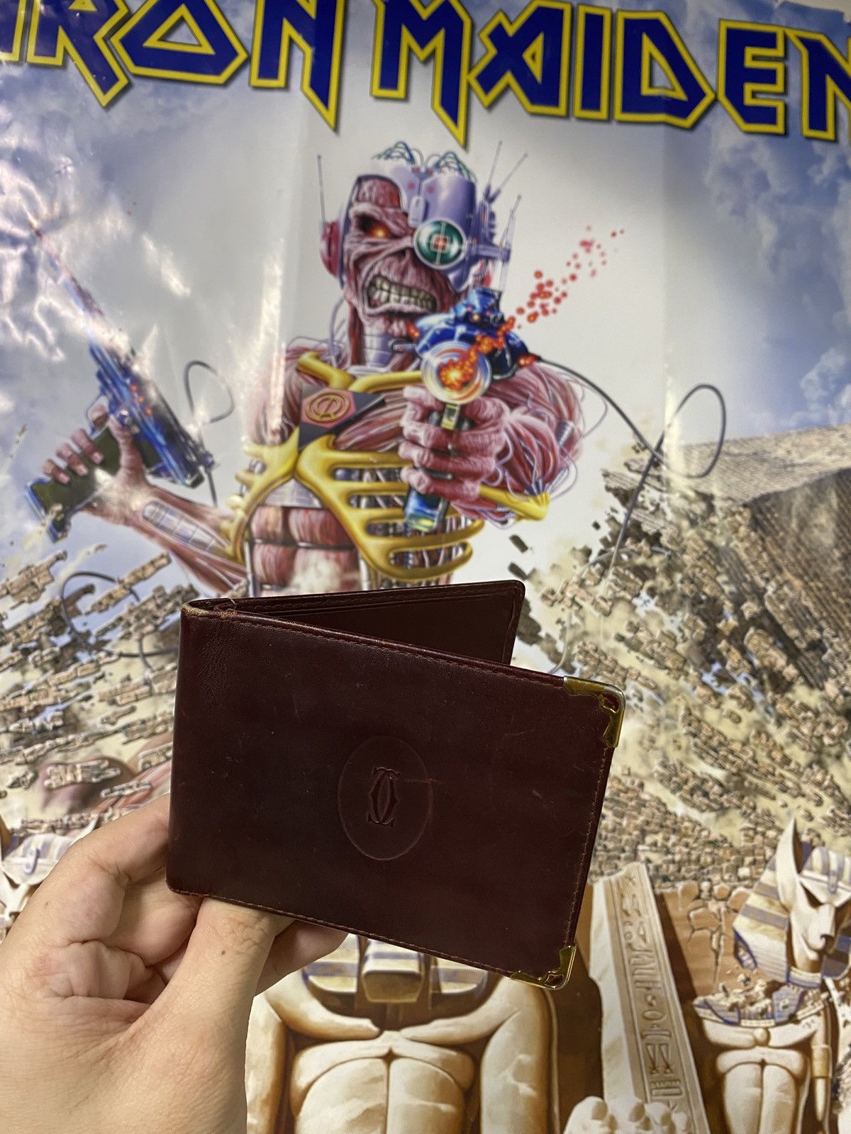 Cartier × Designer Cartier Red Vintage Men’s Bifold Leather Wallet Preowned Size ONE SIZE - 1 Thumbnail