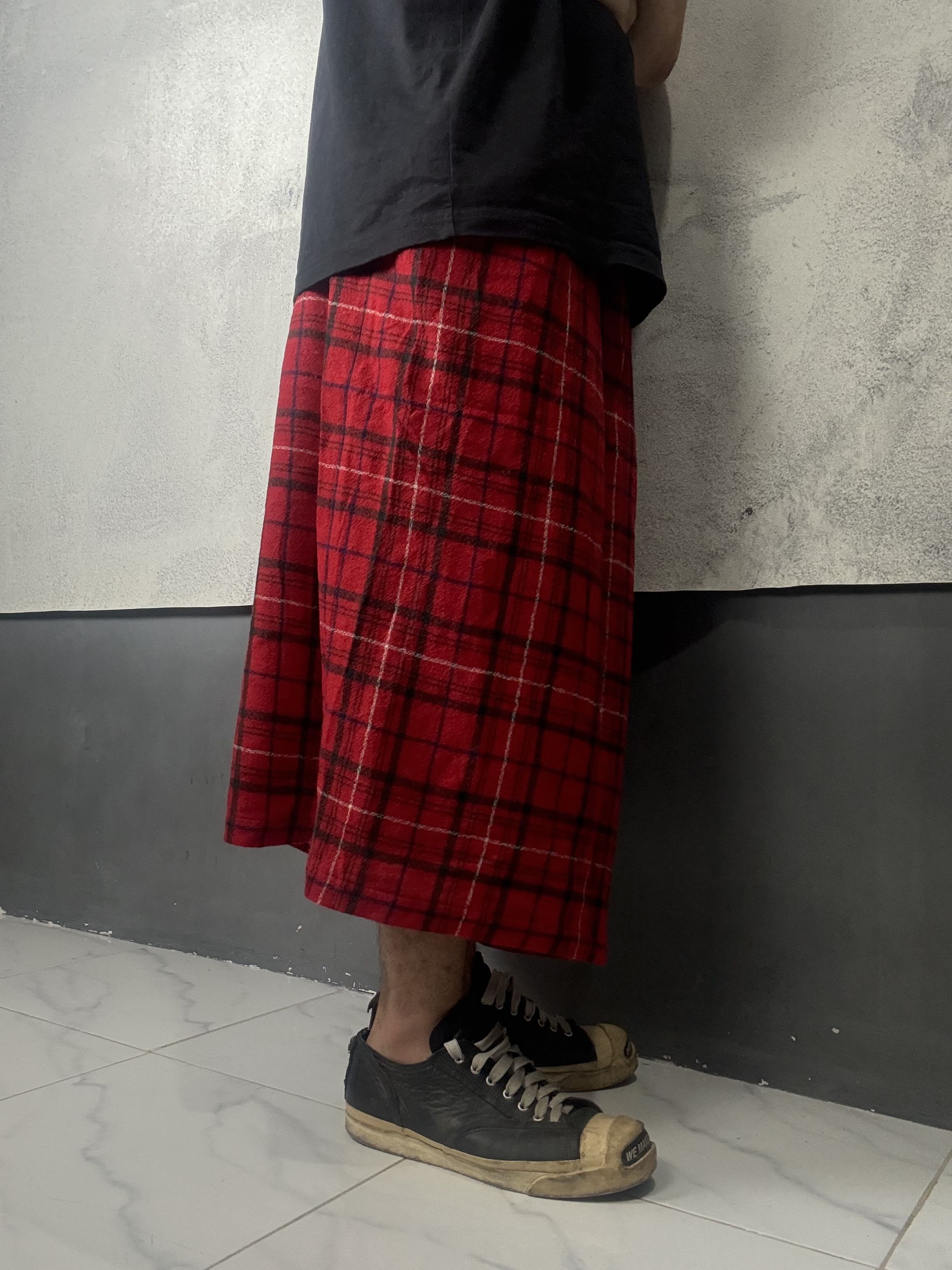 Yohji Yamamoto Y's Yohji Yamamoto Drop Crotch Plaid Tartan Wide Pants Size US 32 / EU 48 - 3 Thumbnail