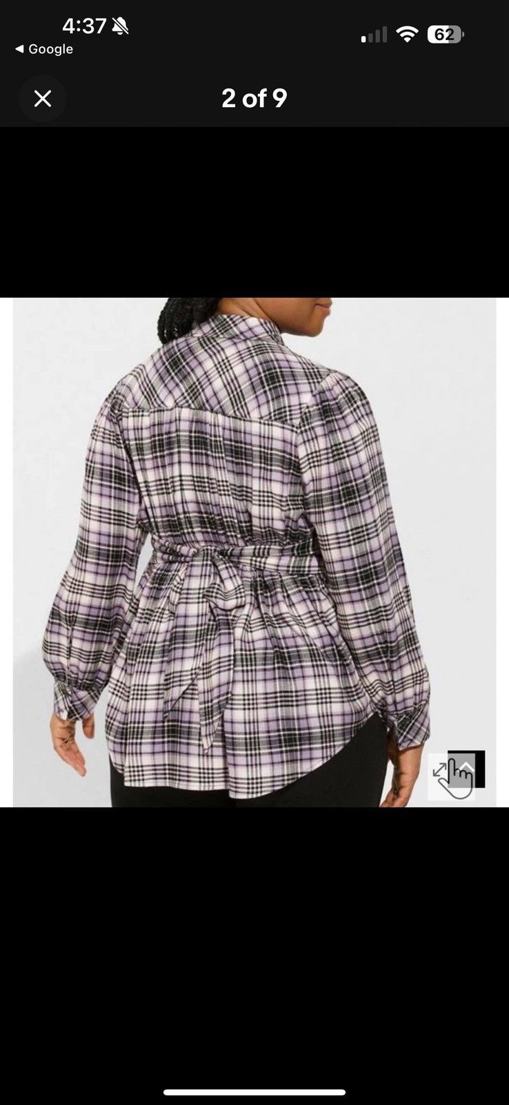 Torrid Softest Flannel Tie Back Button Up Tunic Size ONE SIZE - 3 Thumbnail