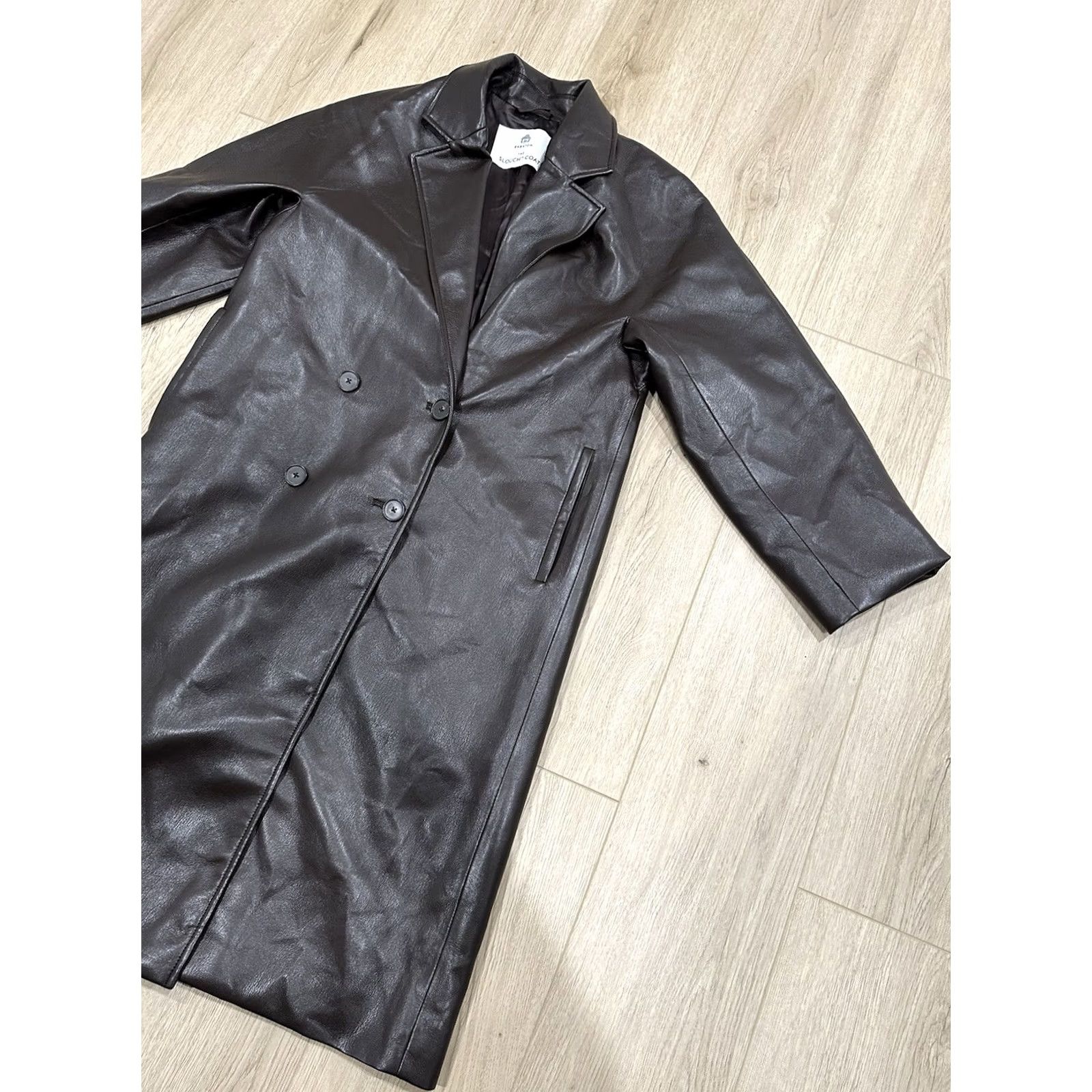 Vintage VINTAGE Aritzia Babaton The Slouch Coat Faux Leather XS Women Brown Trench Coat Slouch Mens Womens Size XS / US 0-2 / IT 36-38 - 2 Thumbnail