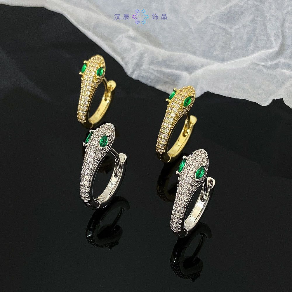 Jewelry Snake Hip-hop Earrings One Pairs Chrome Jewelry Size ONE SIZE - 1 Thumbnail