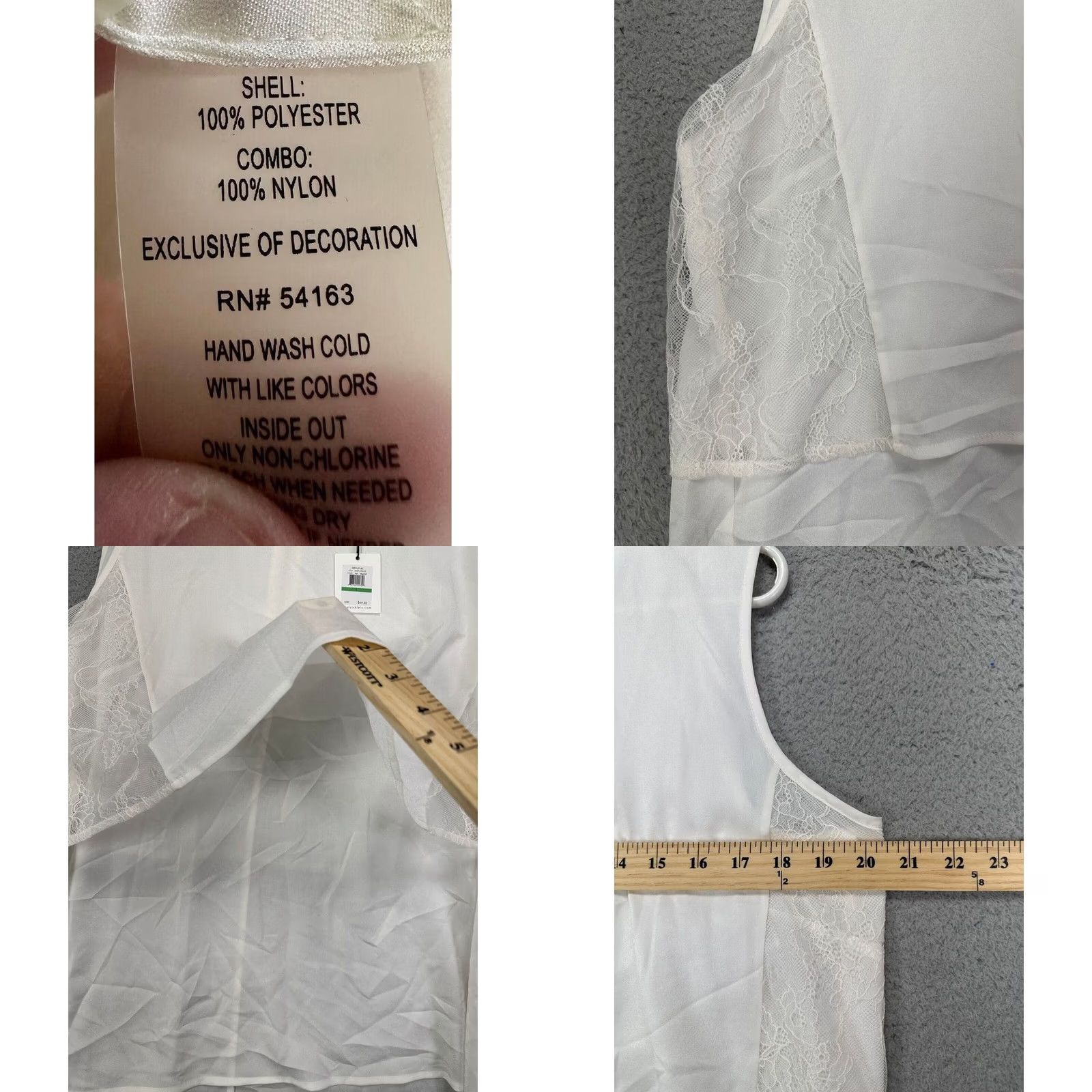 Calvin Klein Calvin Klein Blouse Shirt Womens Large White Sleeveless Lace Hem Nylon Blend NEW Size L / US 10 / IT 46 - 8 Thumbnail