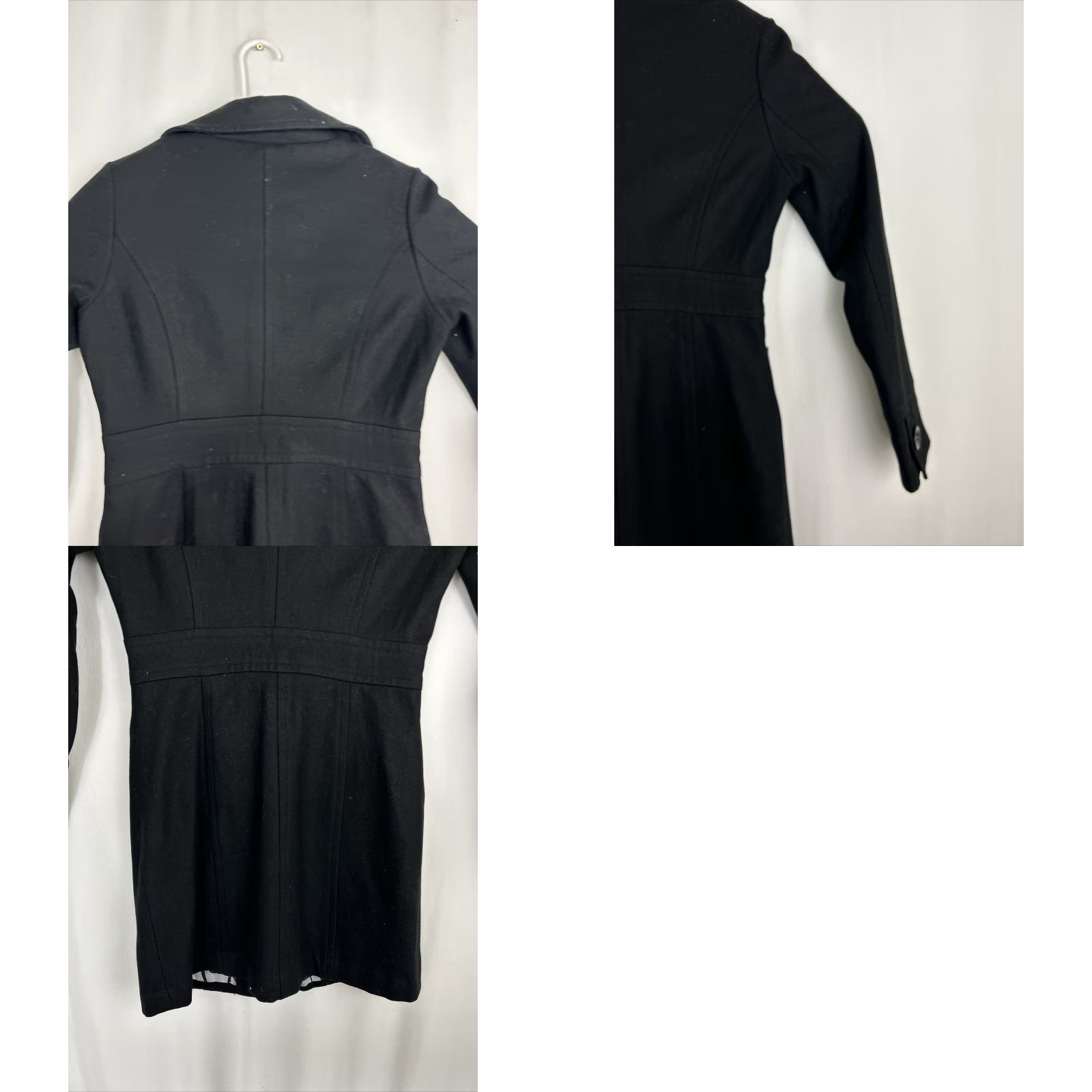 Anthropologie anthropologie Pea Coat Womens Small Black Wool Blend Coat with Lined Pockets Button Up Tulle detailing Size S / US 4 / IT 40 - 9 Thumbnail