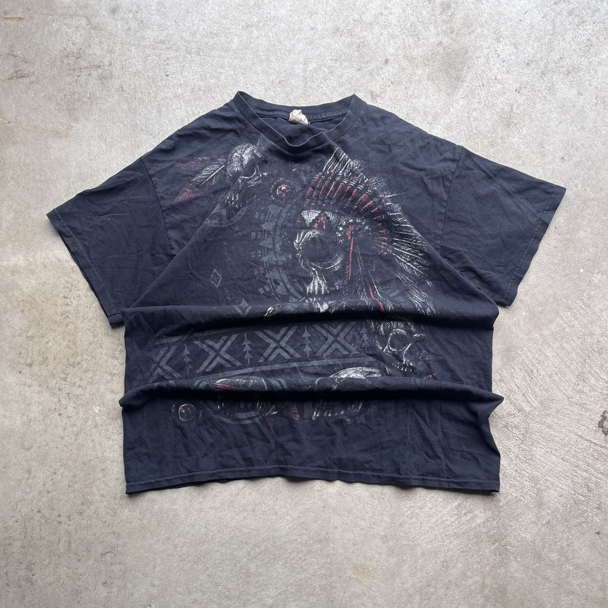 Gildan Vintage Y2K Grunge Skull Faded Black Graphic T Shirt Size US L / EU 52-54 / 3 - 1 Thumbnail