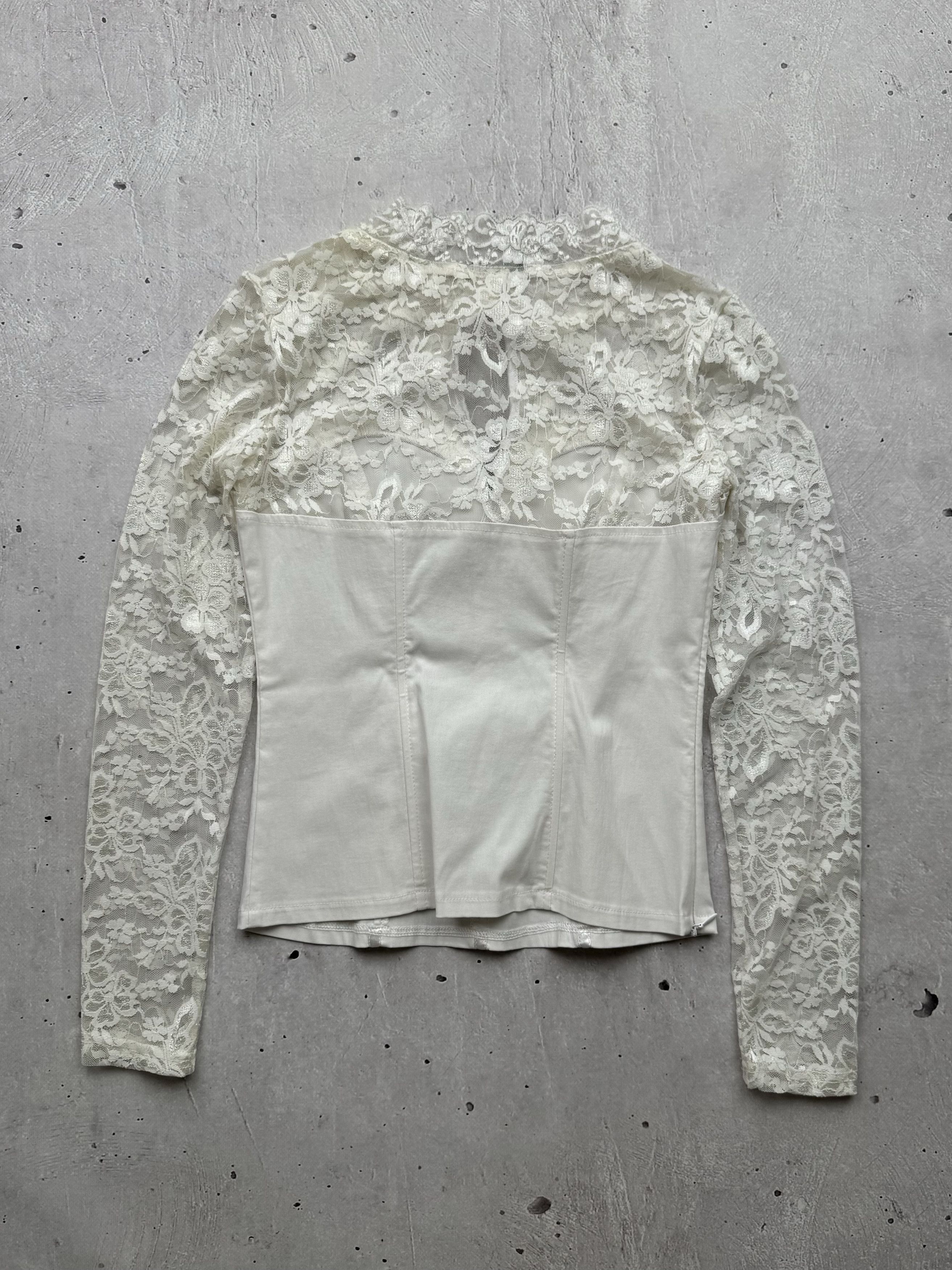 Japanese Brand Vintage Lace Mesh Amazing Blouse Size XS / US 0-2 / IT 36-38 - 6 Thumbnail