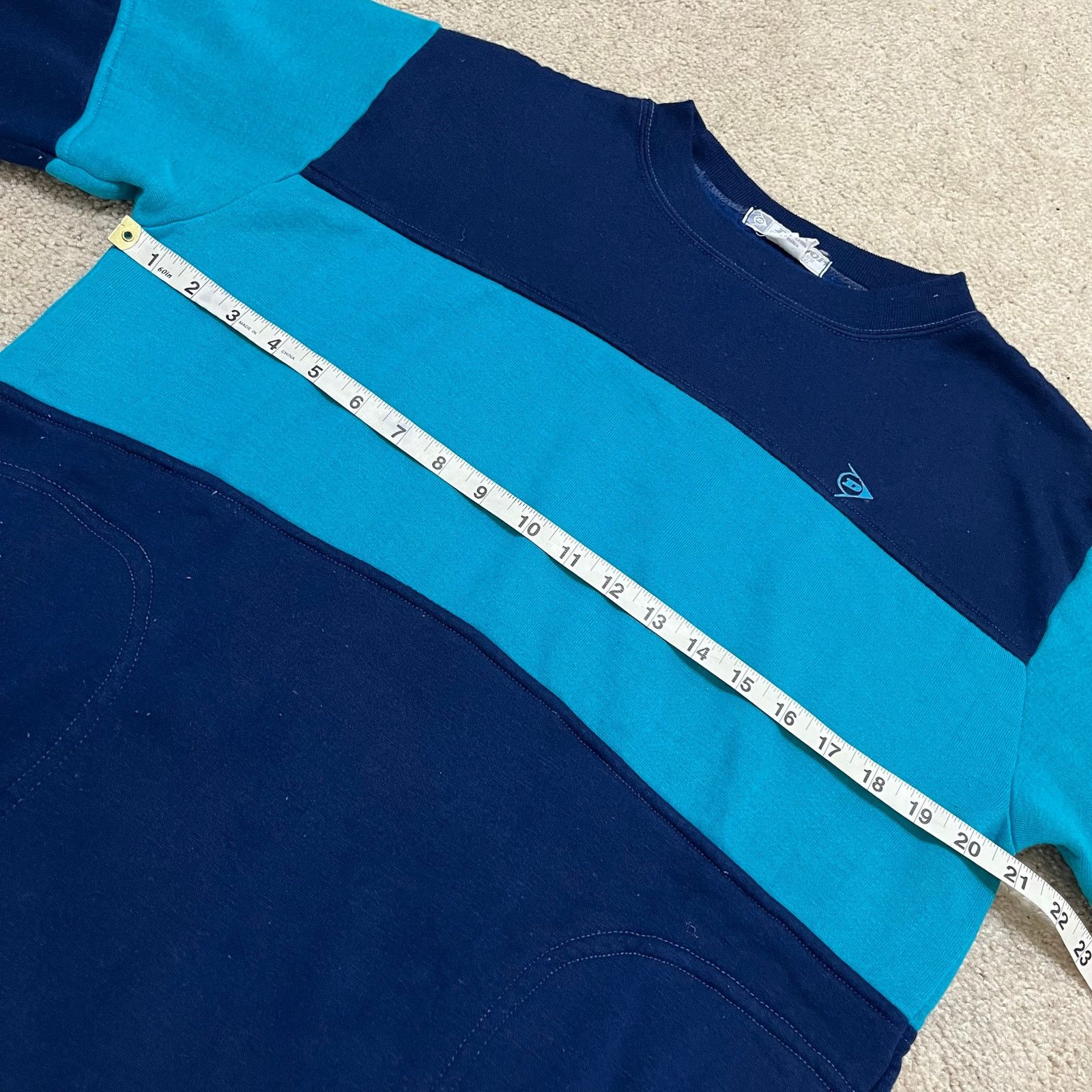 Dunlop Vintage Dunlop Turquoise/Navy Striped Crewneck Sweatshirt L Size US L / EU 52-54 / 3 - 6 Thumbnail