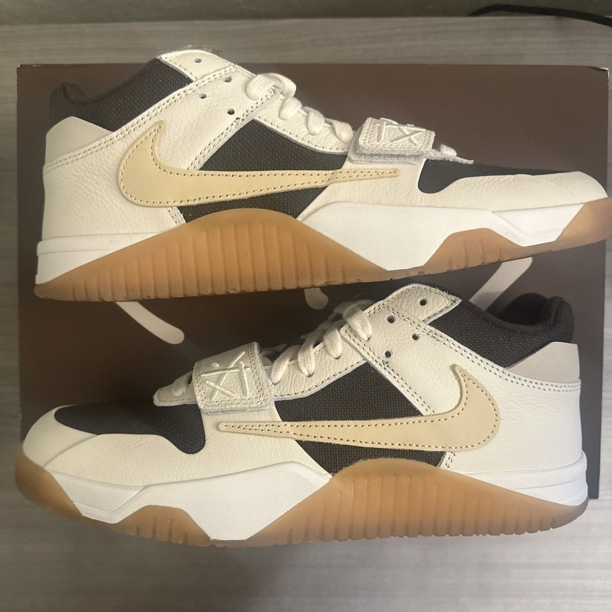 image of Jordan Nike Jordan Jumpman Jack Tr Travis Scott Sail Shoes in Mocha, Men's (Size 11)