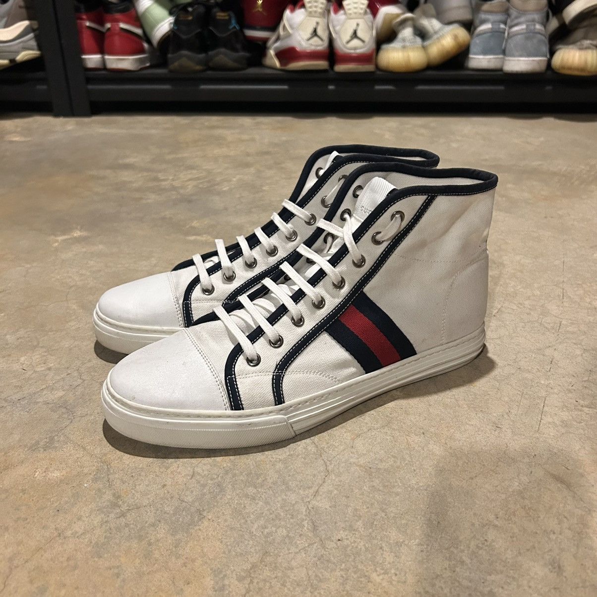 Designer × Gucci Gucci Canvas Signature Web High Top Shoes US 9 Size US 9 / EU 42 - 2 Thumbnail