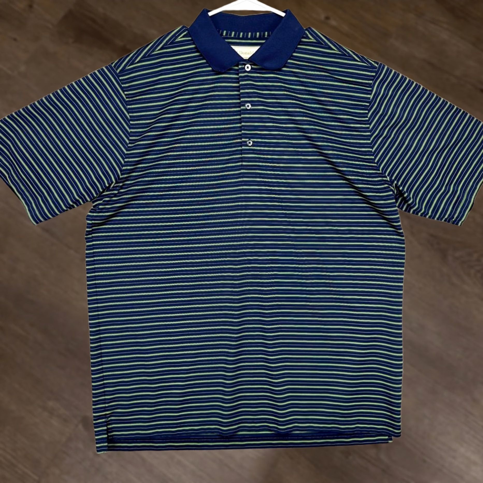 Vintage Donald Ross Polo Shirt Adult Large Navy Green Striped Golf Rugby Mens Size US L / EU 52-54 / 3 - 1 Thumbnail
