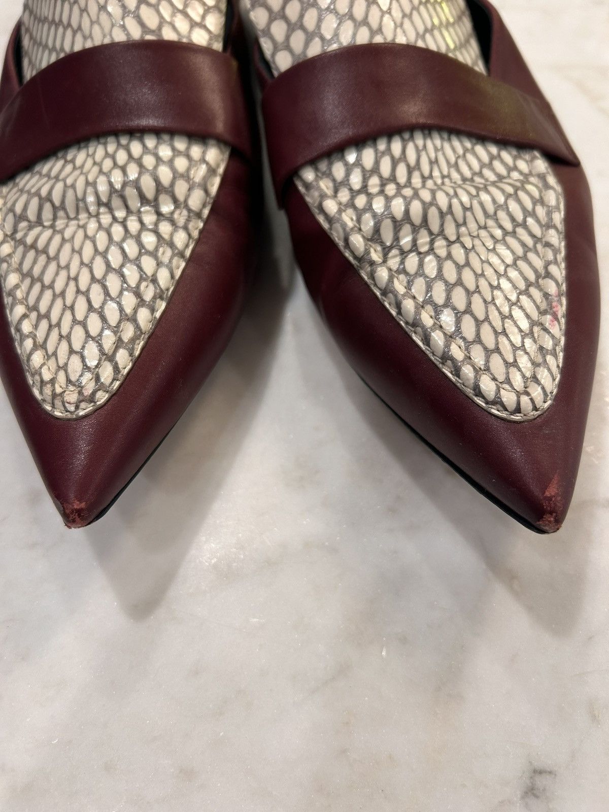 Celine Celine Embossed Burgundy and Cream Patterned Loafers Size US 9 / IT 39 - 4 Thumbnail