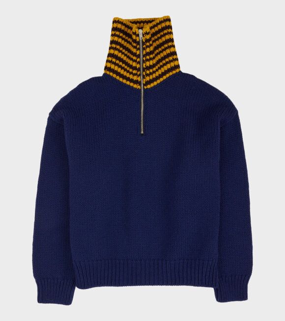 Marni o1y0225 Mock Neck Sweater in Navy Blue Size US S / EU 44-46 / 1 - 1 Thumbnail