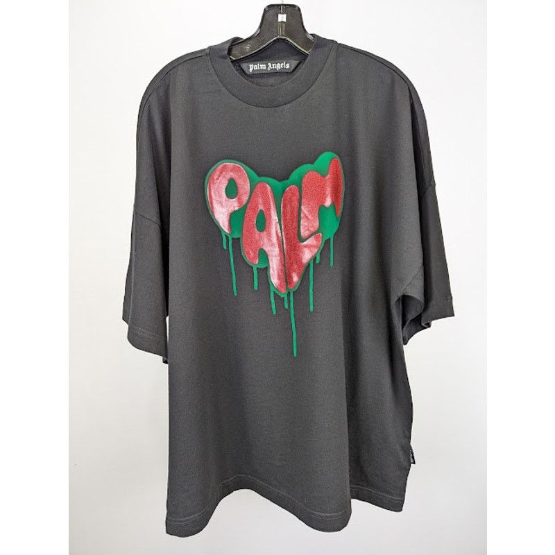 Palm Angels o1rshd1 Spray Heart Loose T-Shirt in Black / Fuchsia Size US S / EU 44-46 / 1 - 1 Thumbnail